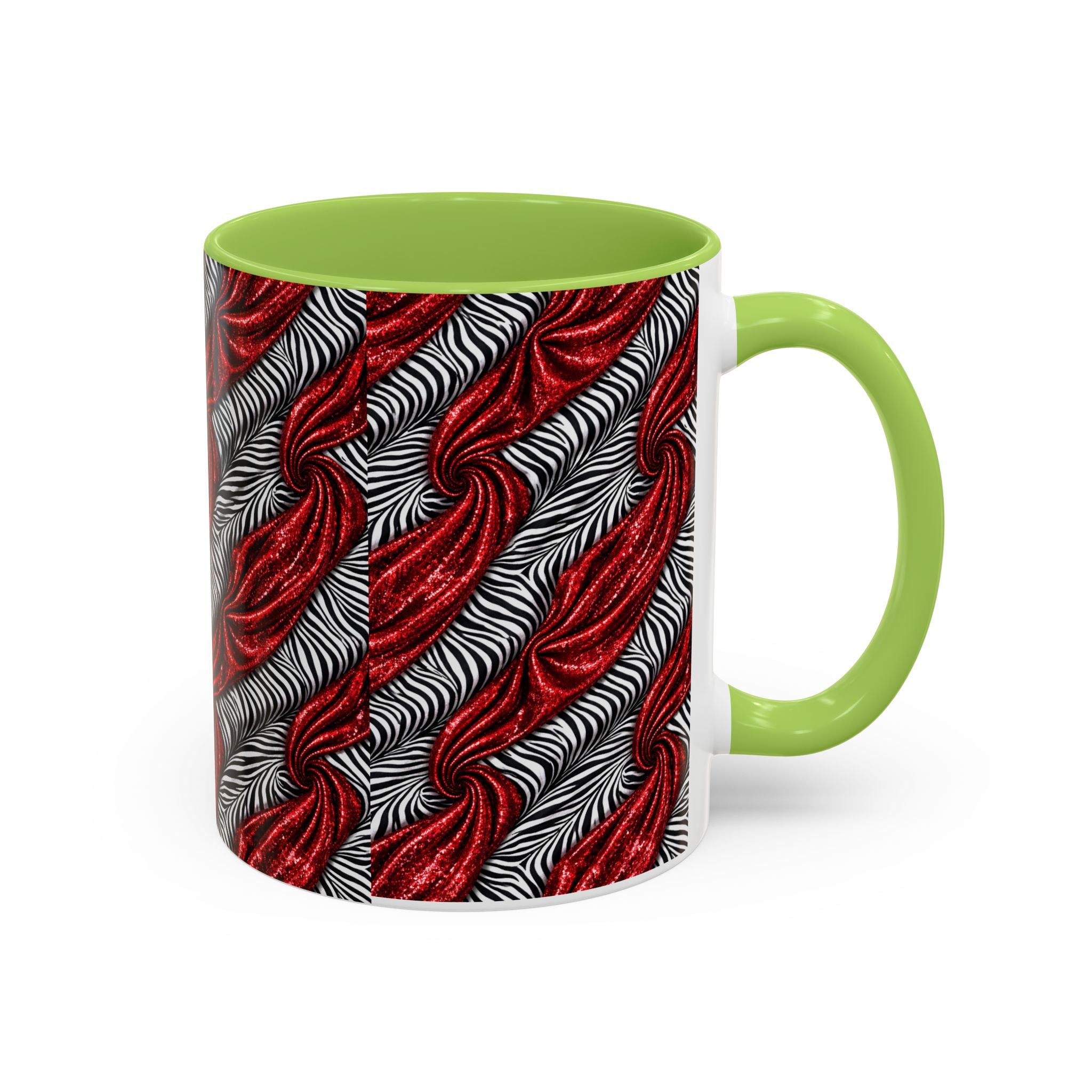 Red & Black Abstract Wave Accent Coffee Mug — Bold Patterned 11/15oz Ceramic
