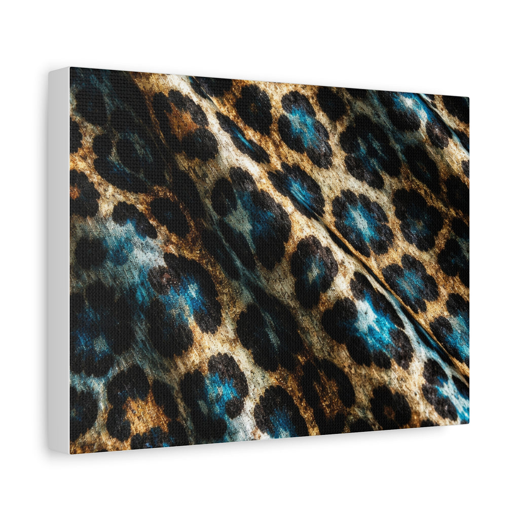 Leopard Print Teal Accent Matte Canvas Wall Art, Stretched 1.25"
