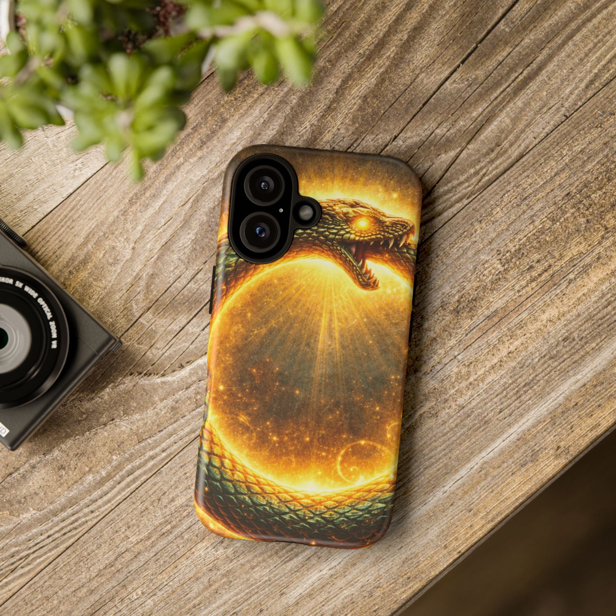 Phone Case — Golden Serpent Ouroboros Design