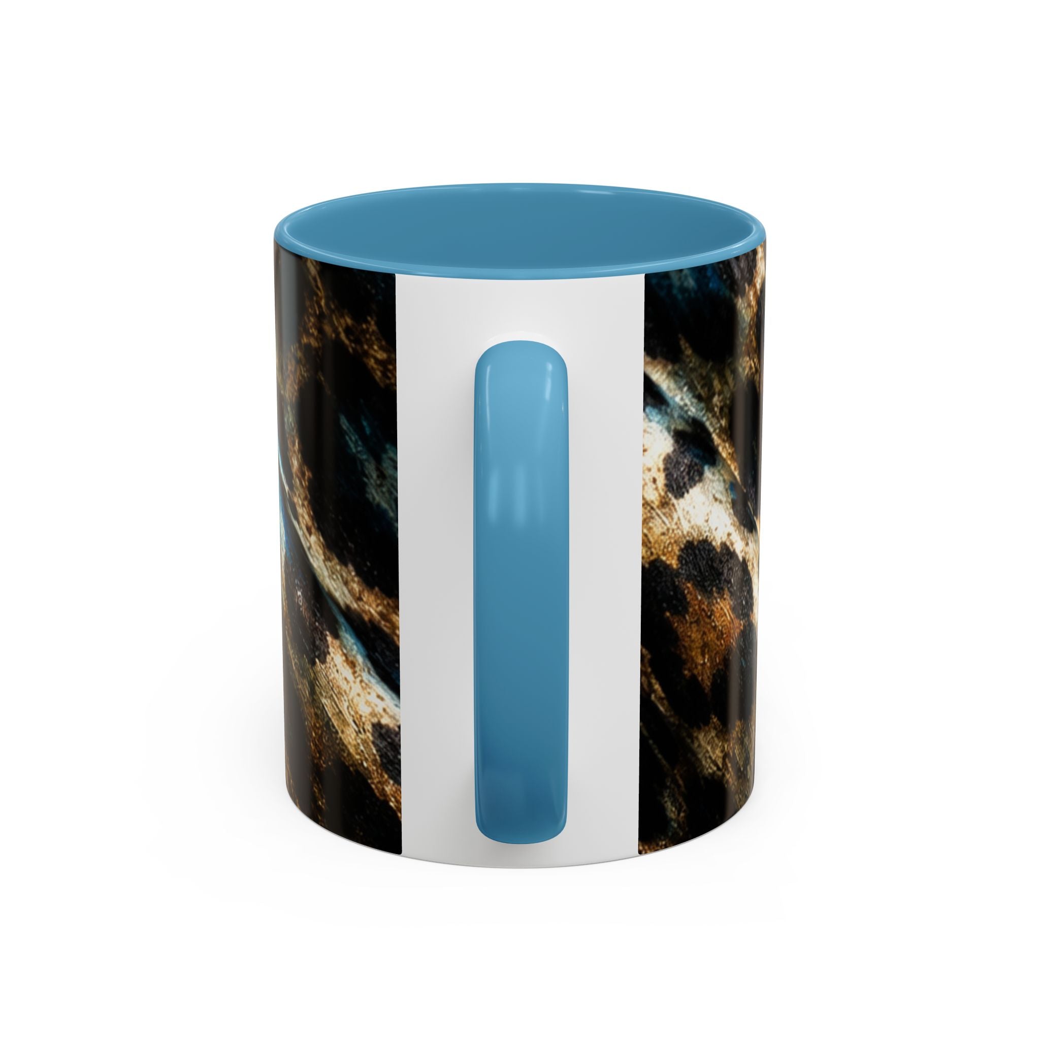 Teal Leopard Accent Coffee Mug — Bold Animal Print Ceramic Mug (11/15 oz)