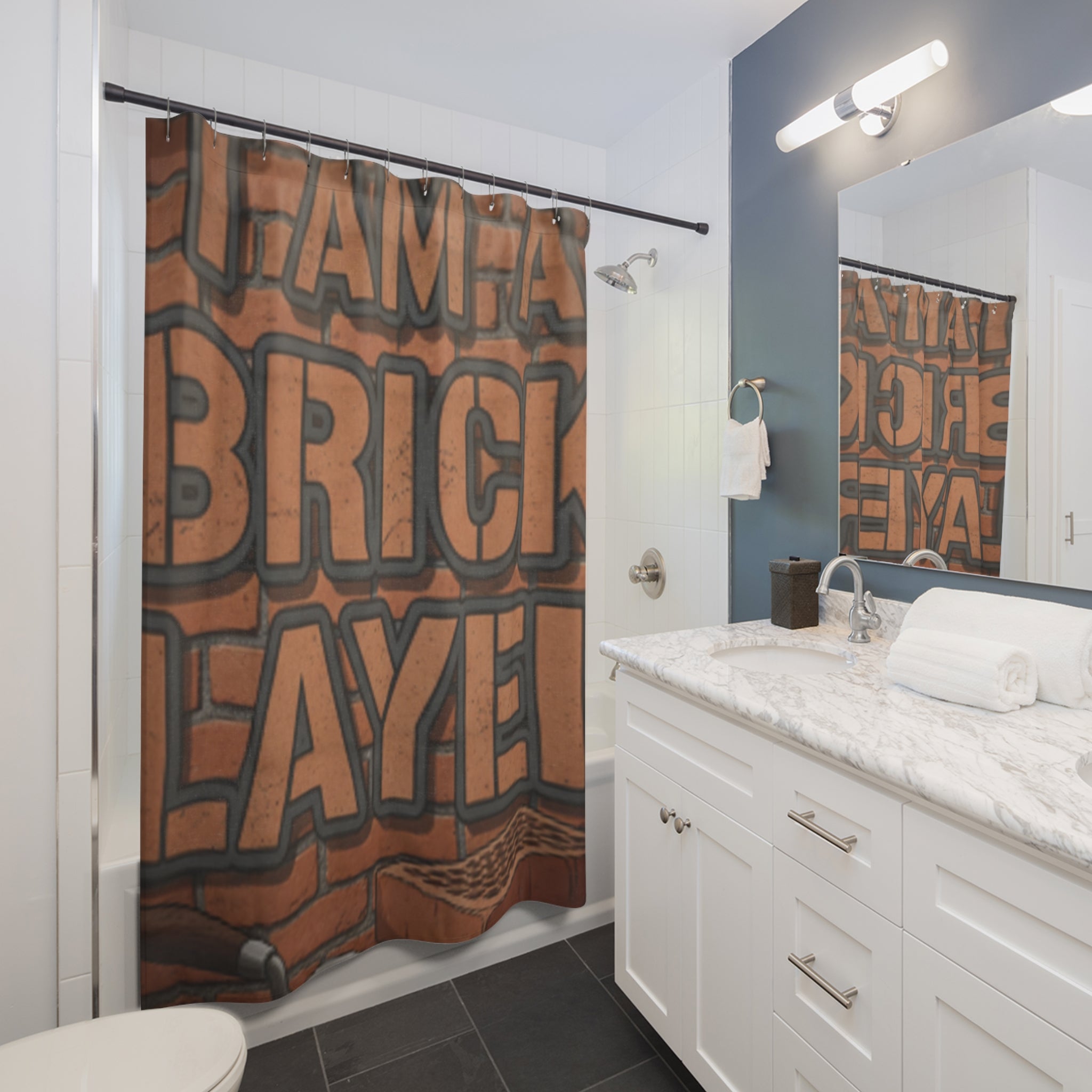 Brick Layer Shower Curtain — 'I Am A Brick Layer' Industrial Bathroom Decor
