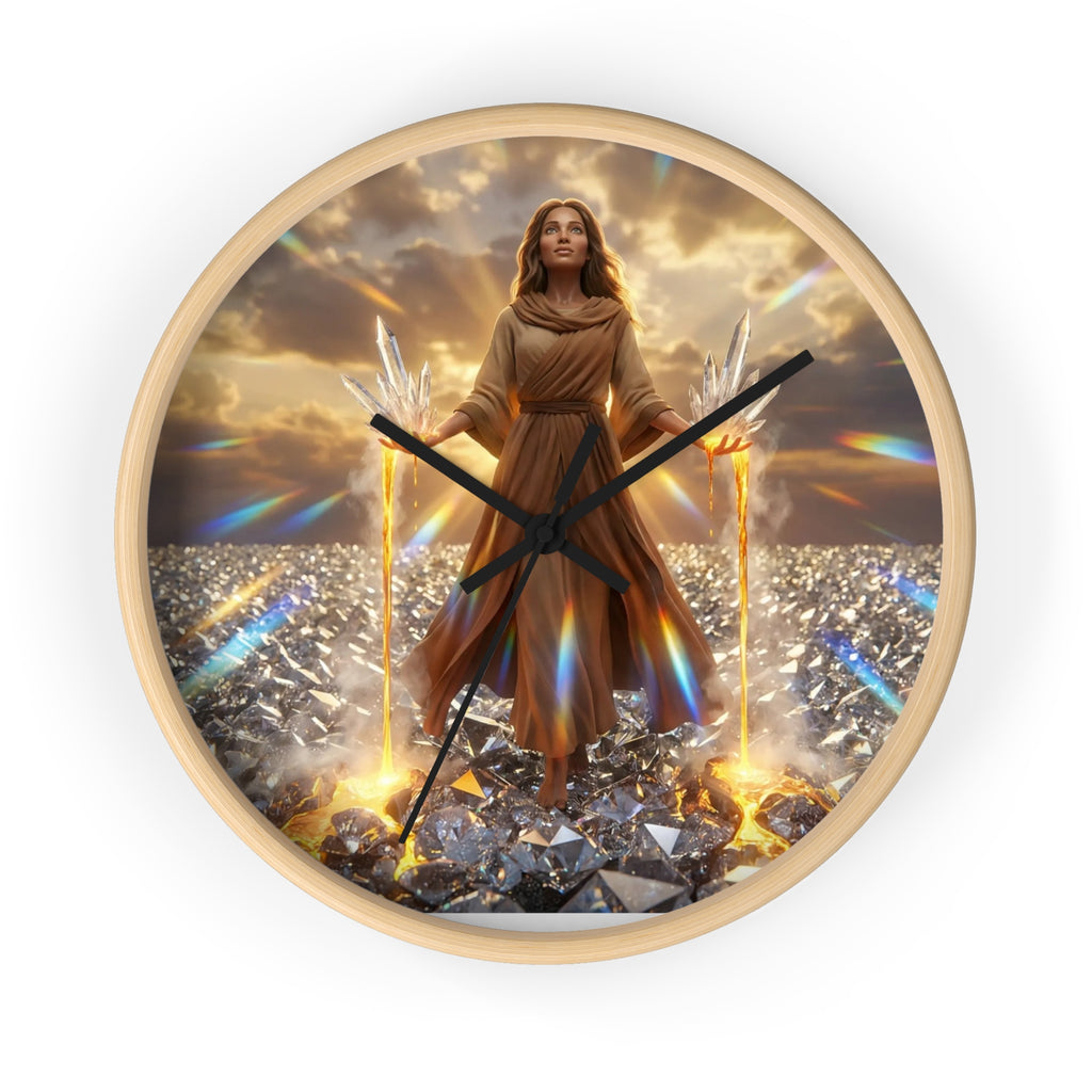Wall Clock — Radiant Guardian Art Clock with Angelic Figure and Prism Light