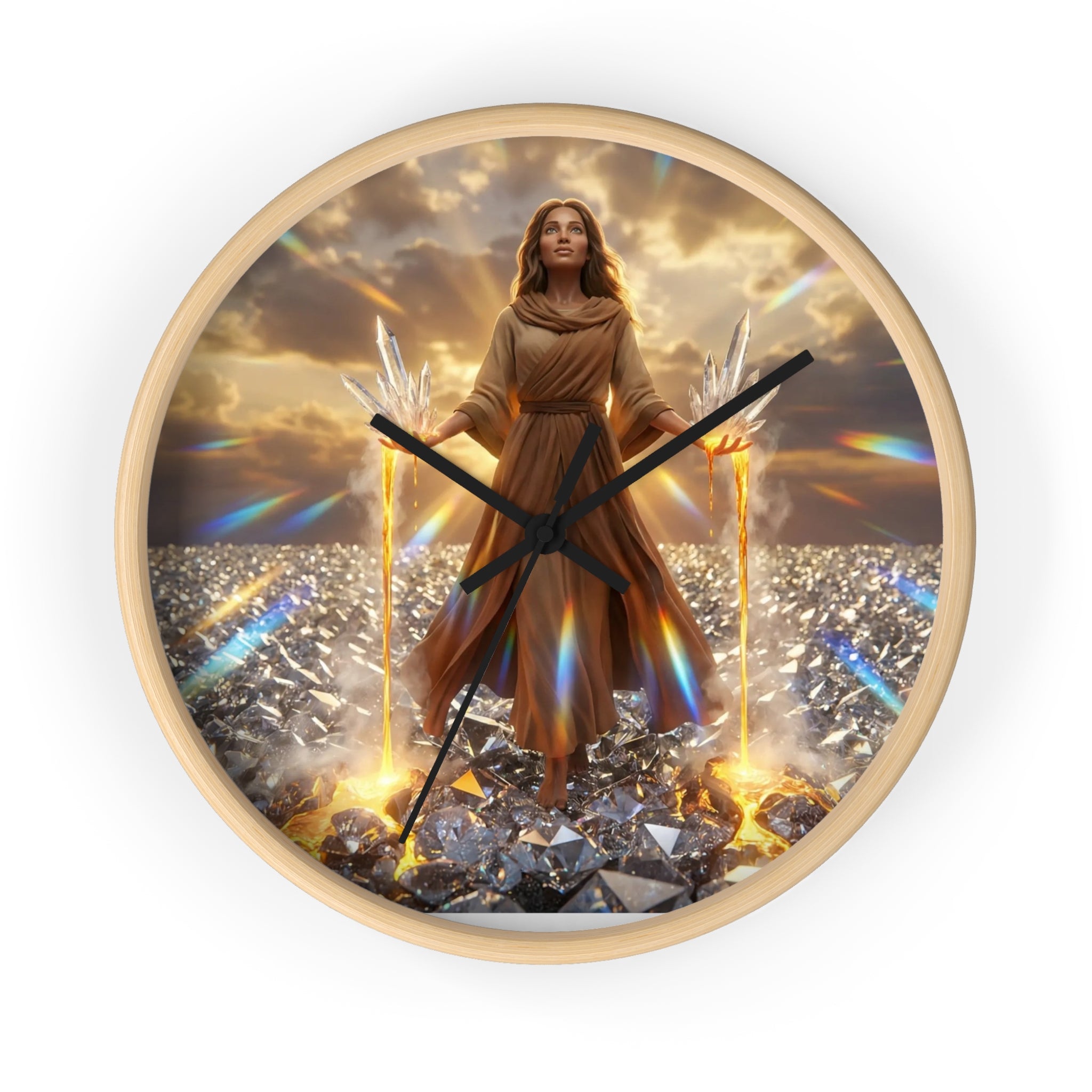 Wall Clock — Radiant Guardian Art Clock with Angelic Figure and Prism Light