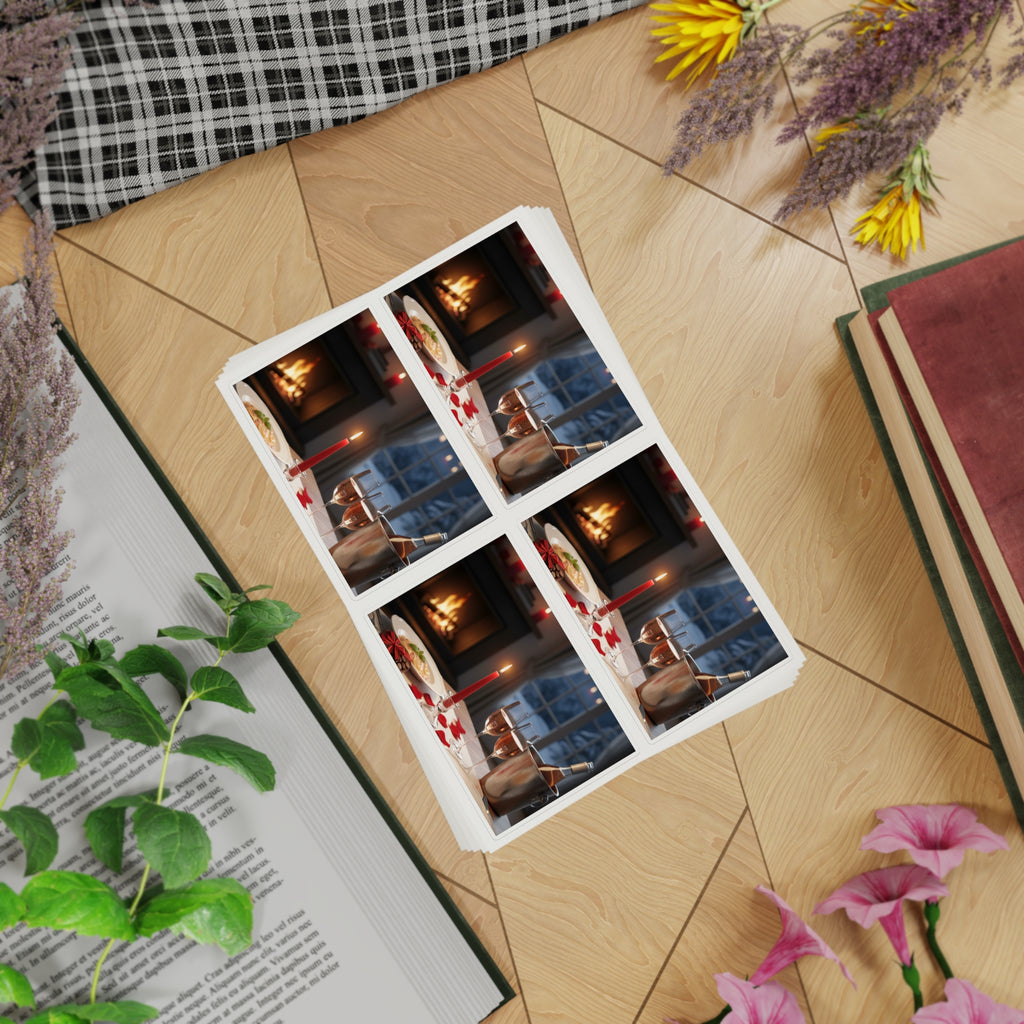 Cozy Night Sticker Sheet Set — 5pc Hygge Window & Fireplace Stickers