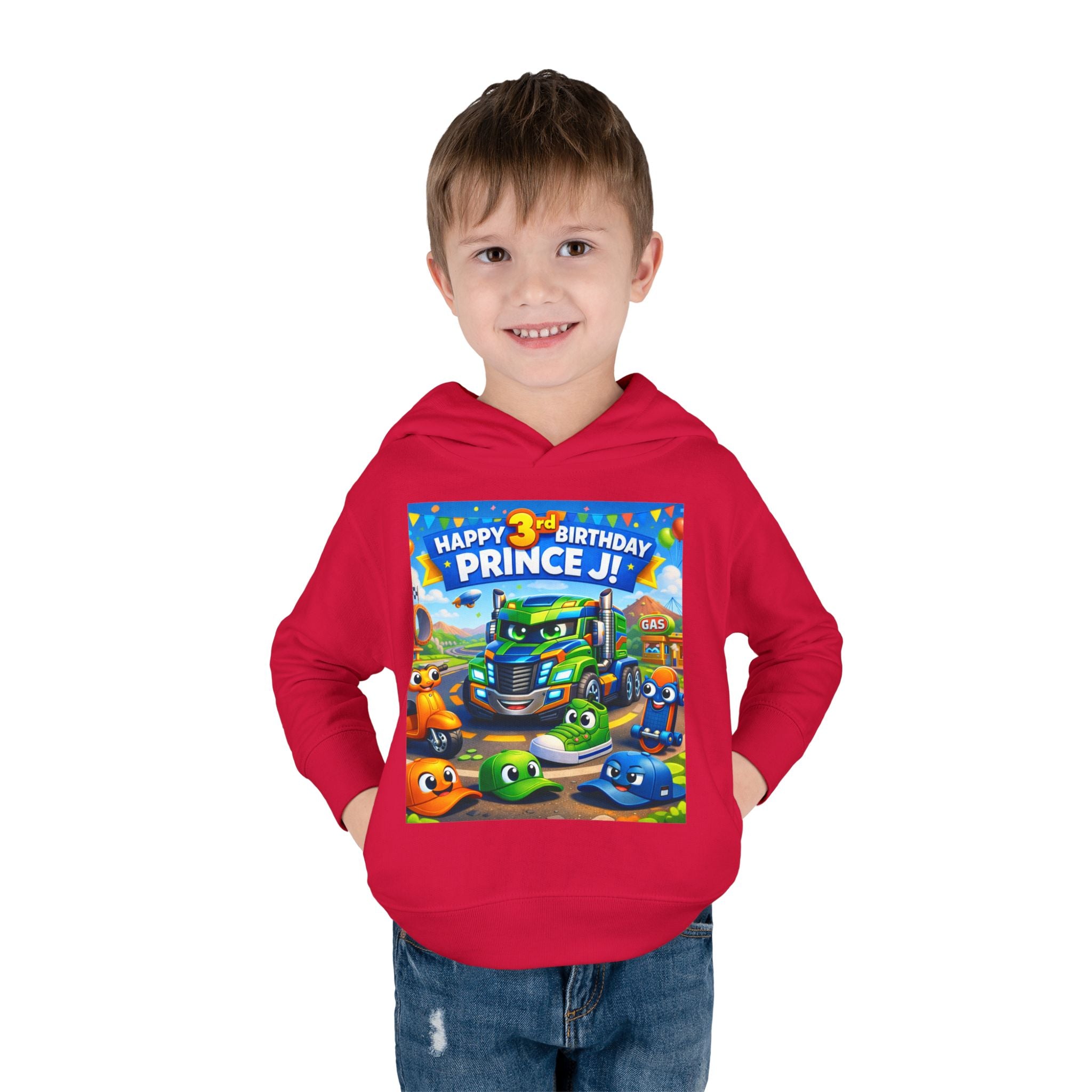 Toddler Hoodie — Colorful Birthday Truck & Candy Party Kids Pullover