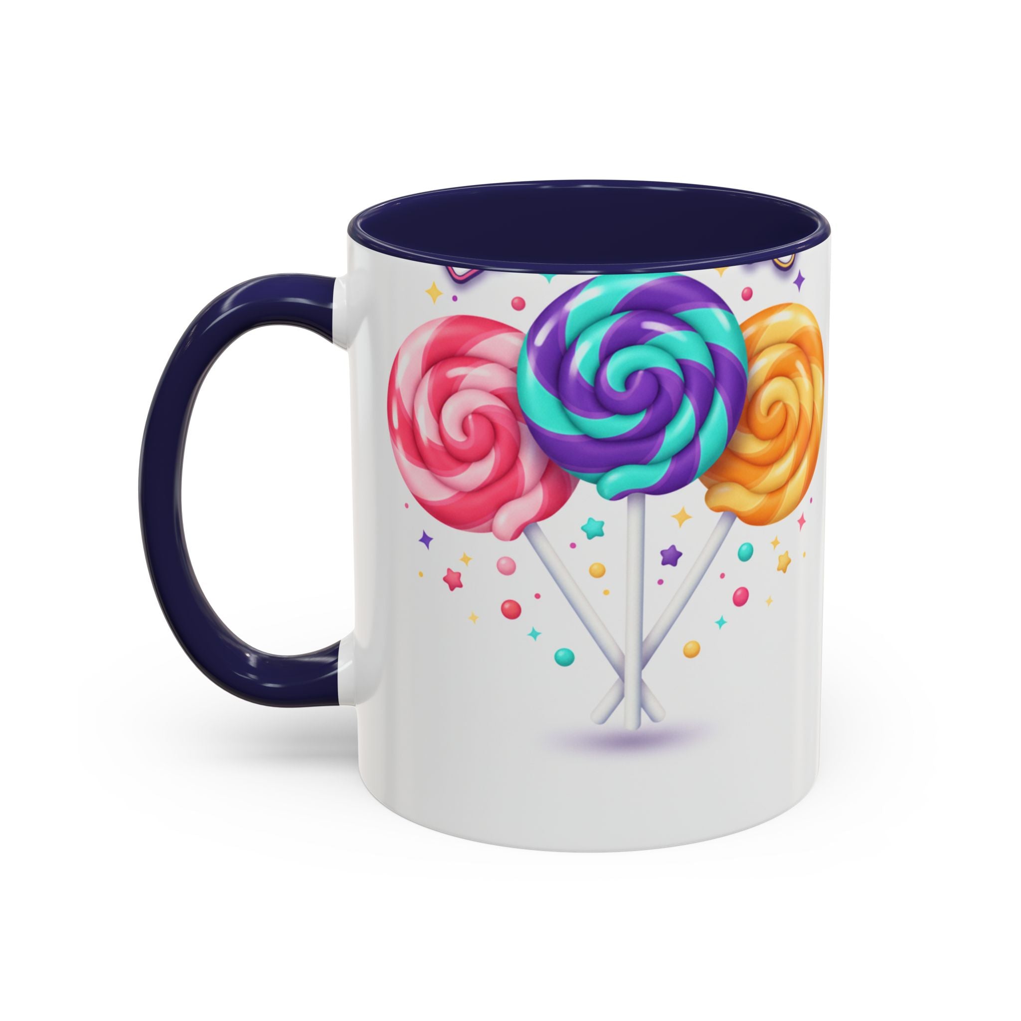 Lollipop Candy Coffee Mug — Colorful Swirl Sweets Accent Mug (11/15oz)