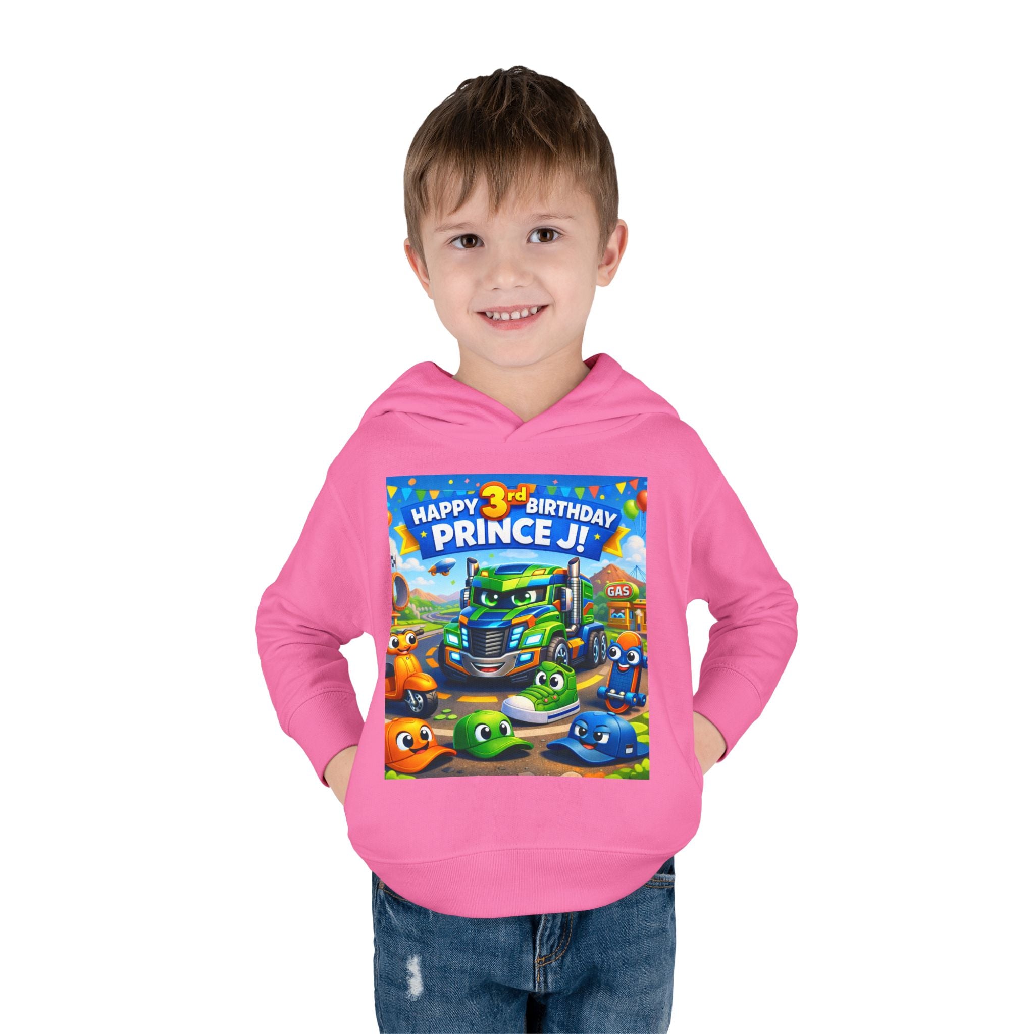 Toddler Hoodie — Colorful Birthday Truck & Candy Party Kids Pullover
