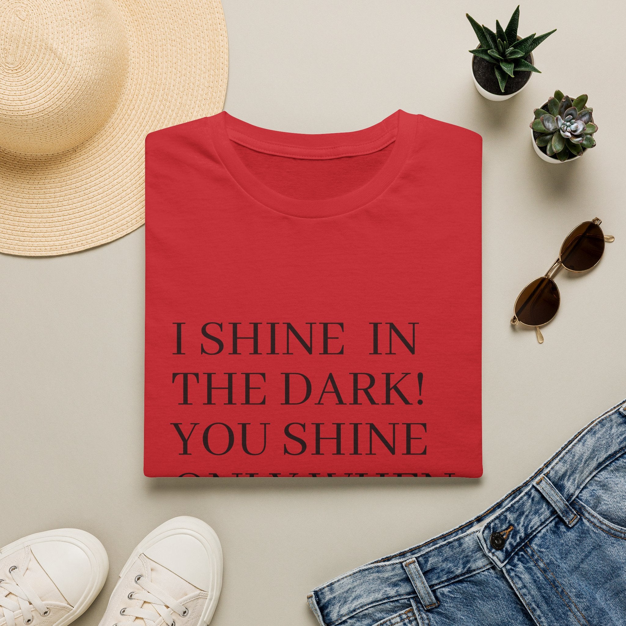 I Shine in the Dark Graphic T-Shirt — Bold Text Tee with Witty Quote
