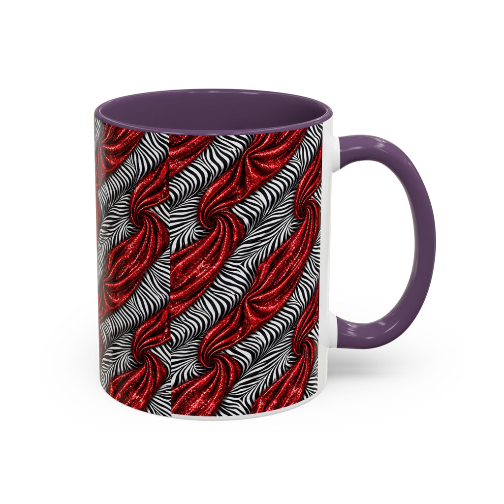 Red & Black Abstract Wave Accent Coffee Mug — Bold Patterned 11/15oz Ceramic