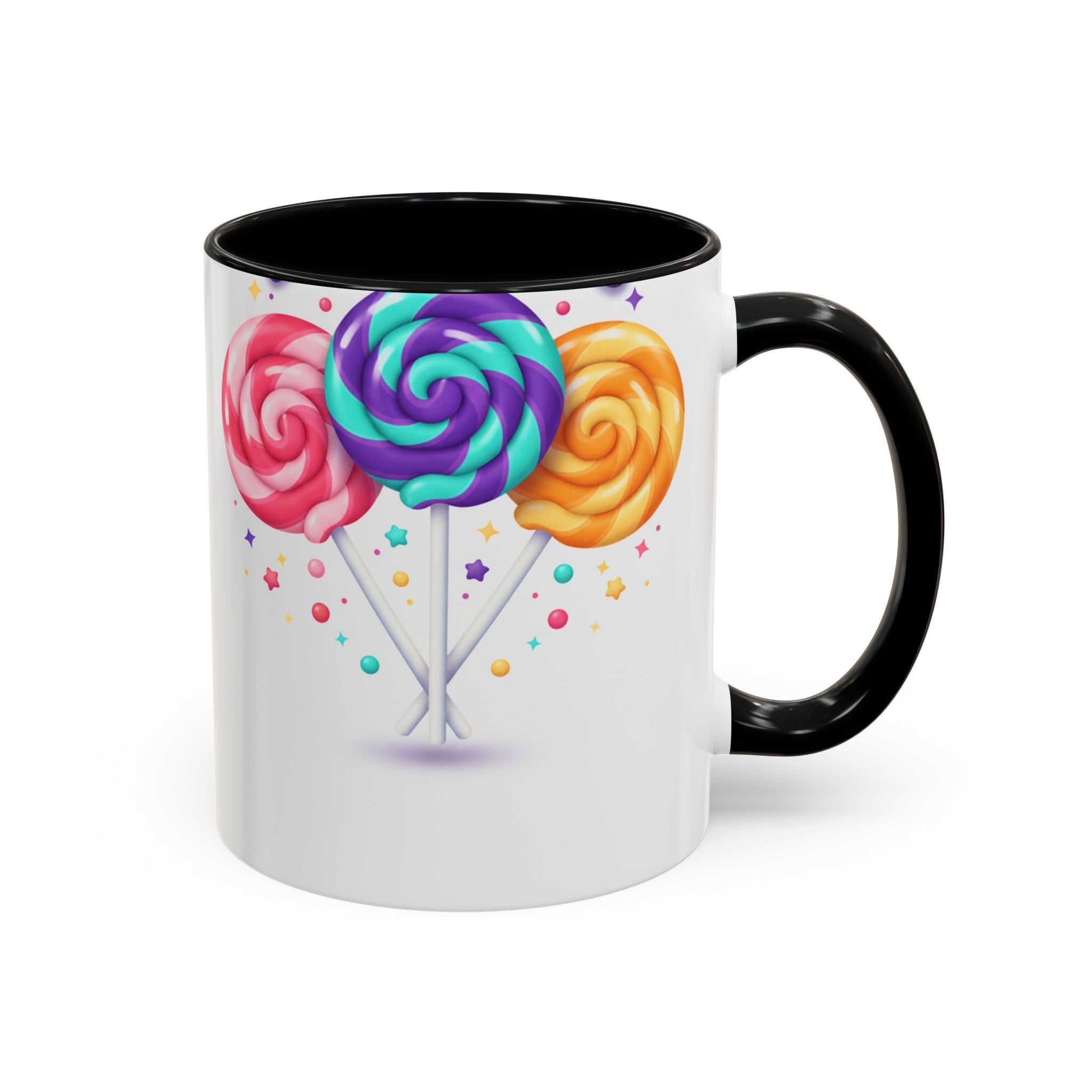 Lollipop Candy Coffee Mug — Colorful Swirl Sweets Accent Mug (11/15oz)