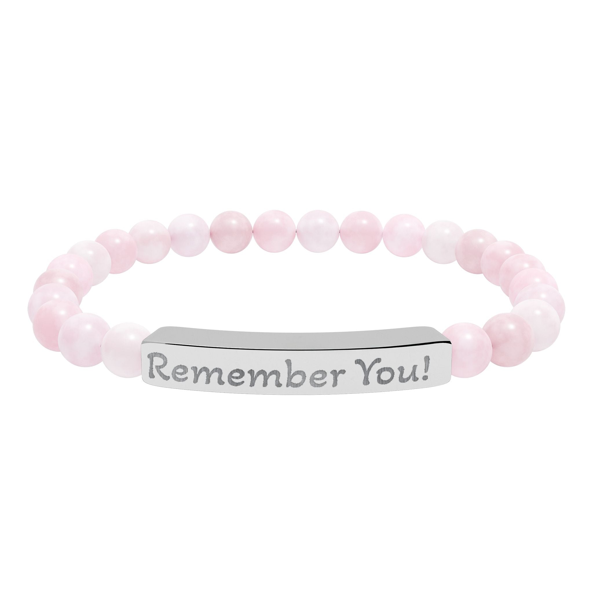 Engraved 'Remember You' Natural Stone Stretch Bracelet — Beaded Bar Memorial Jewelry