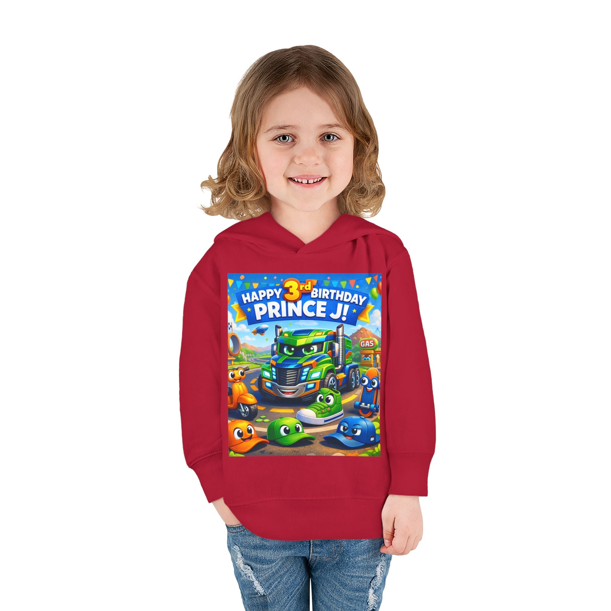 Toddler Hoodie — Colorful Birthday Truck & Candy Party Kids Pullover