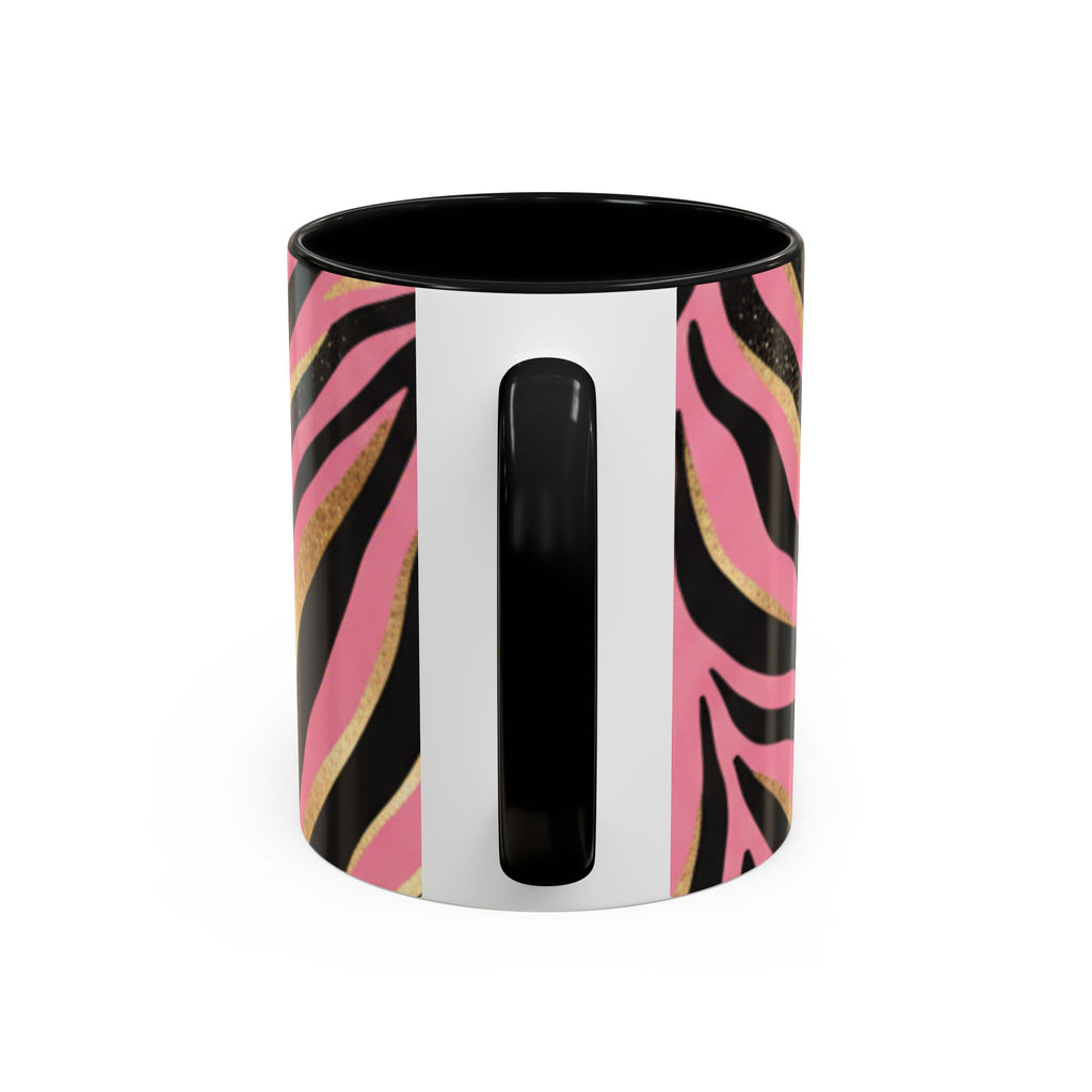 Pink & Gold Zebra Accent Coffee Mug — Stylish Animal Print Ceramic Mug (11/15oz)