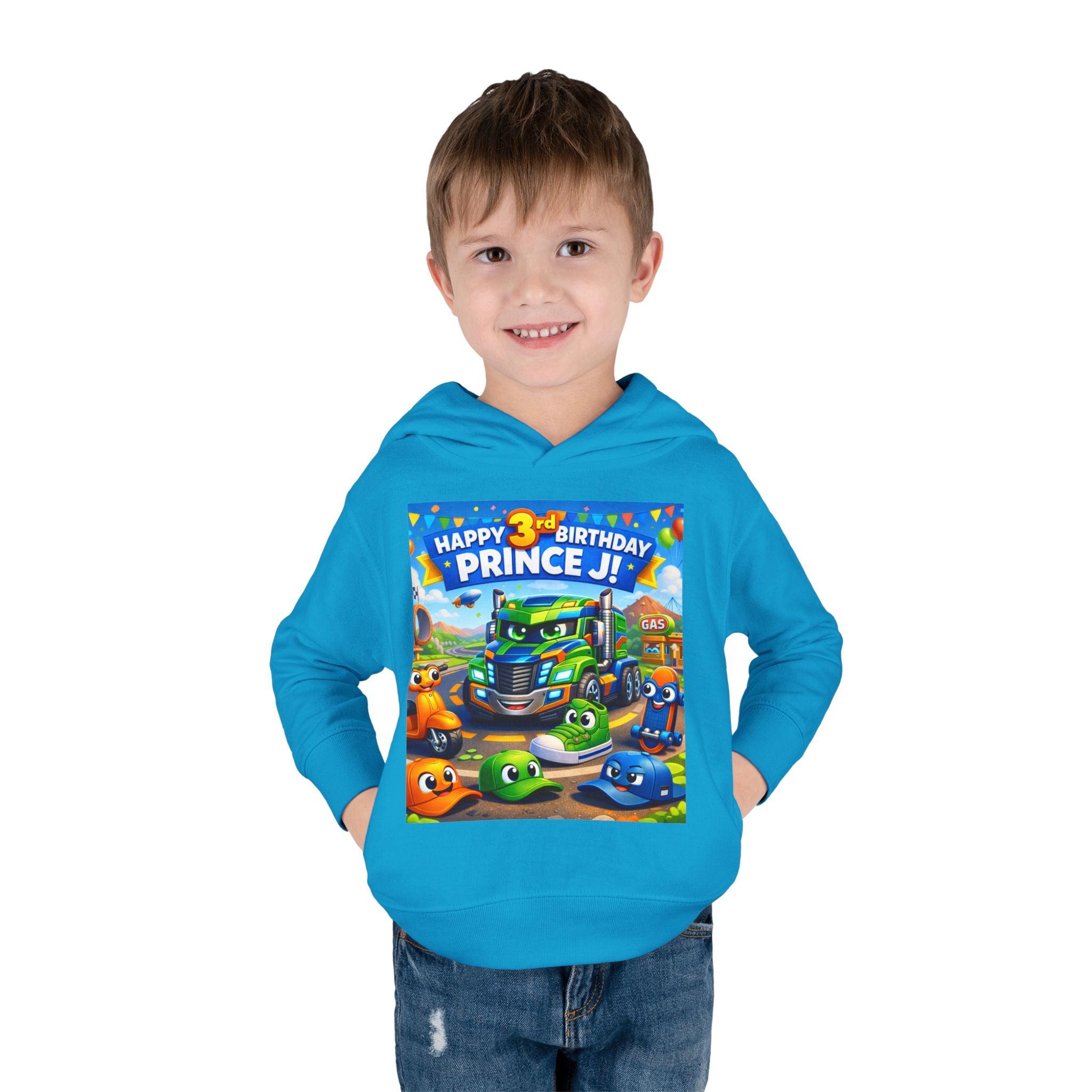 Toddler Hoodie — Colorful Birthday Truck & Candy Party Kids Pullover
