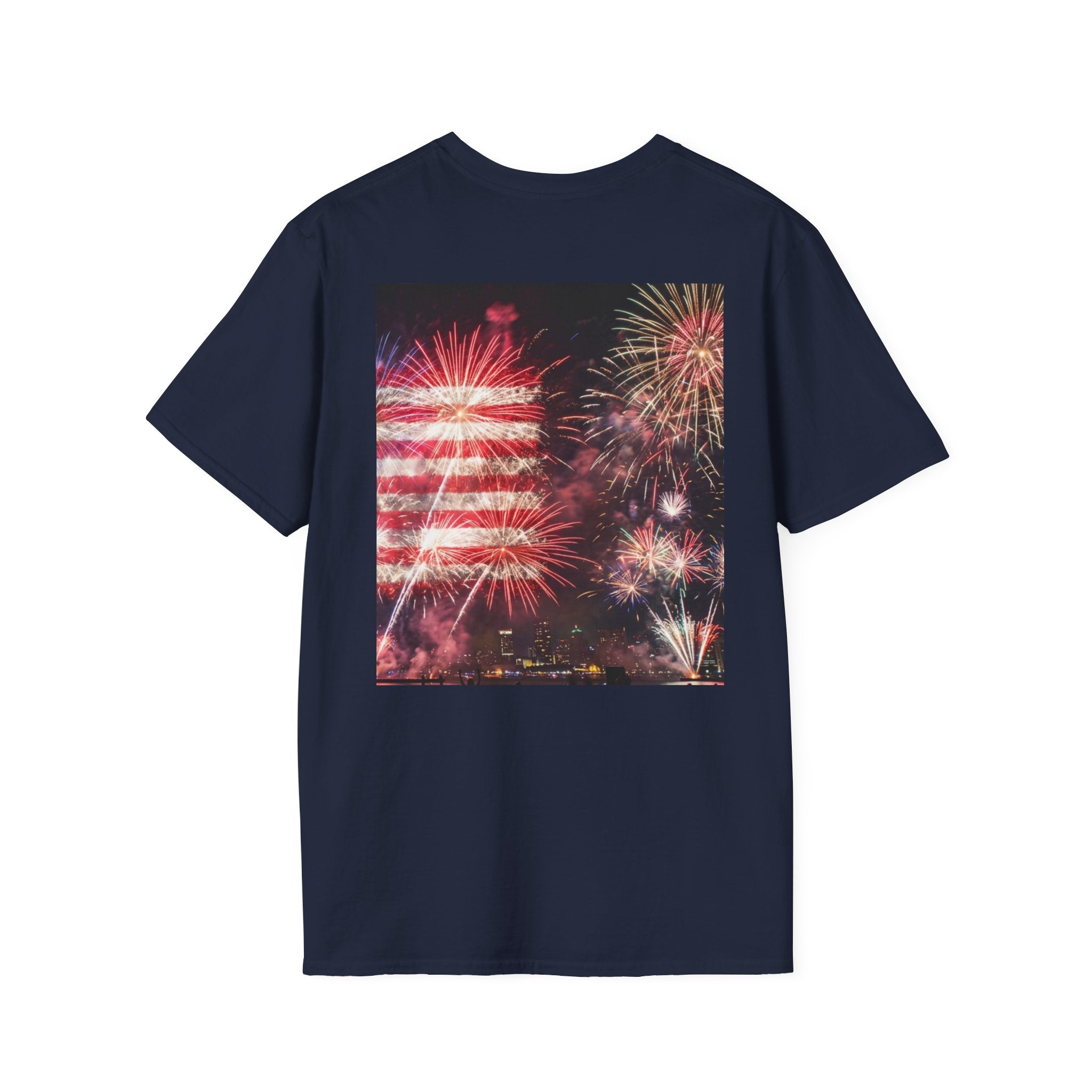 American Flag Fireworks T-Shirt — Betsy Ross Stars & Stripes Patriotic Tee for 4th of July