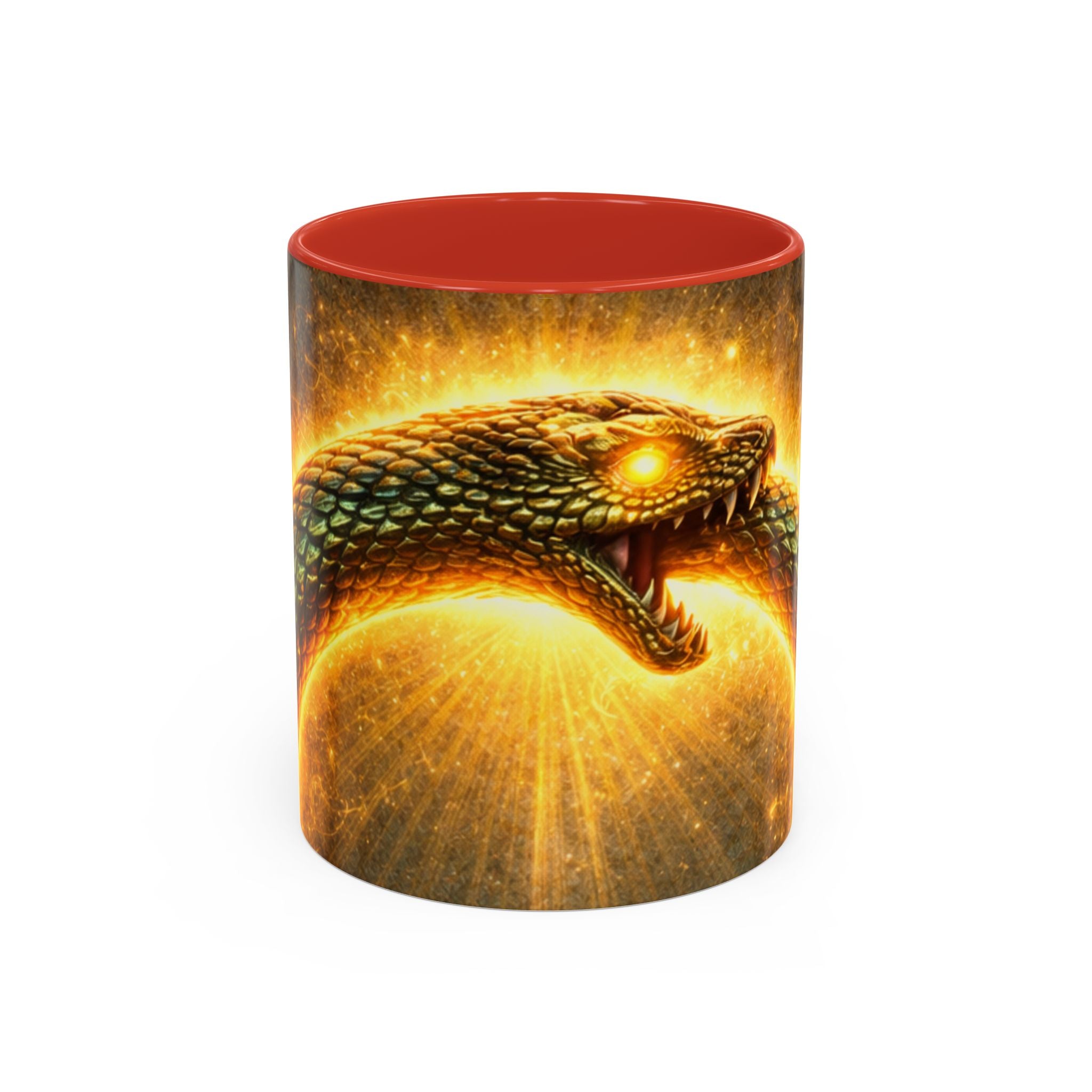 Ouroboros Serpent Accent Coffee Mug — Fiery Mythic Snake Design (11/15oz)