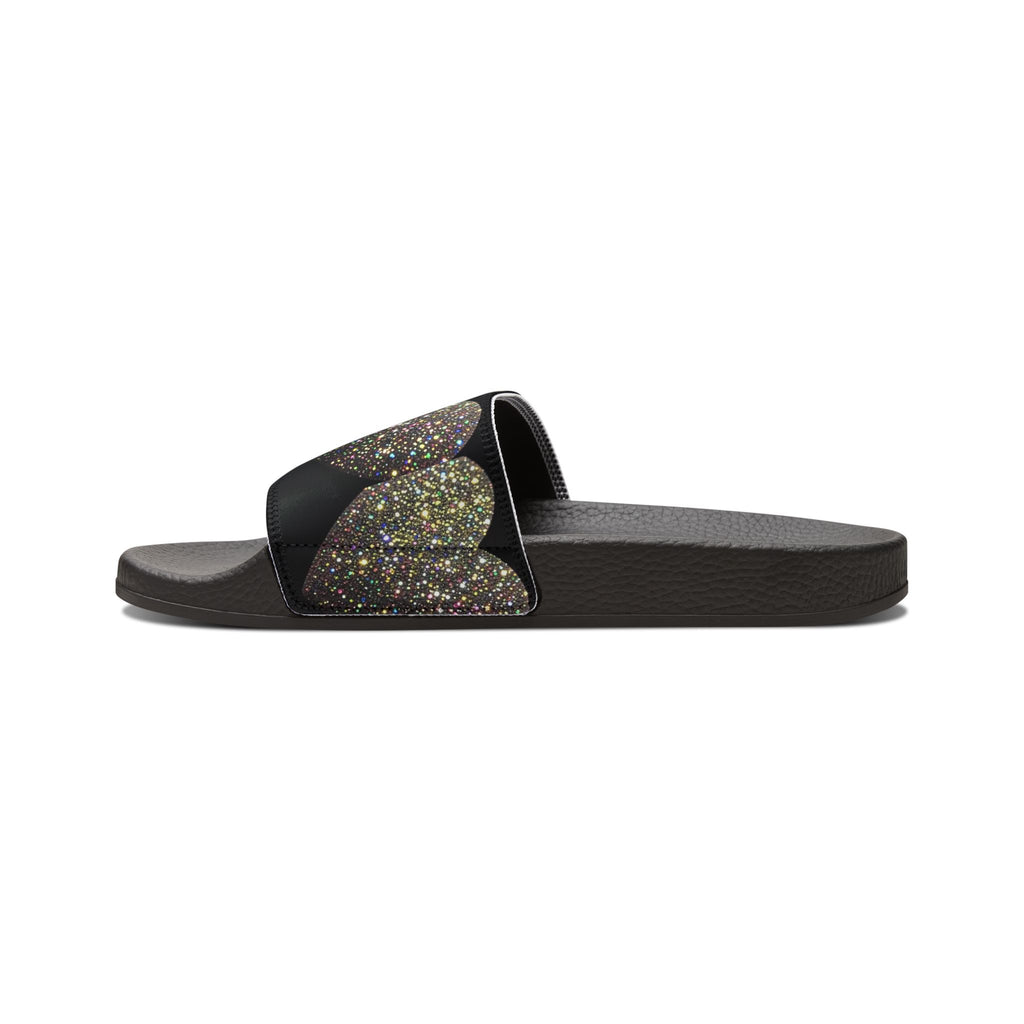 Glitter Heart Slide Sandals — Women's Removable‑Strap Summer Slides