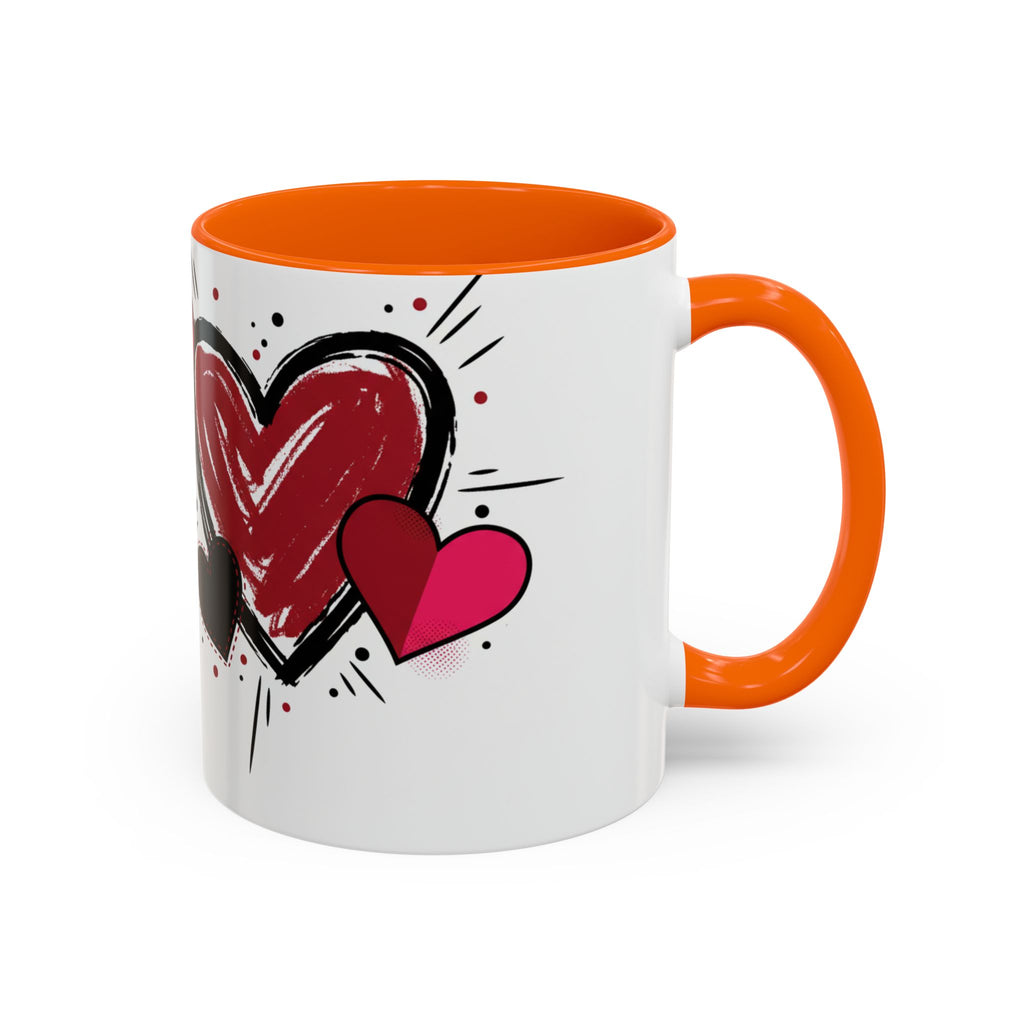 Hand-Drawn Hearts Accent Coffee Mug – Romantic Valentine’s Day Gift (11/15oz)