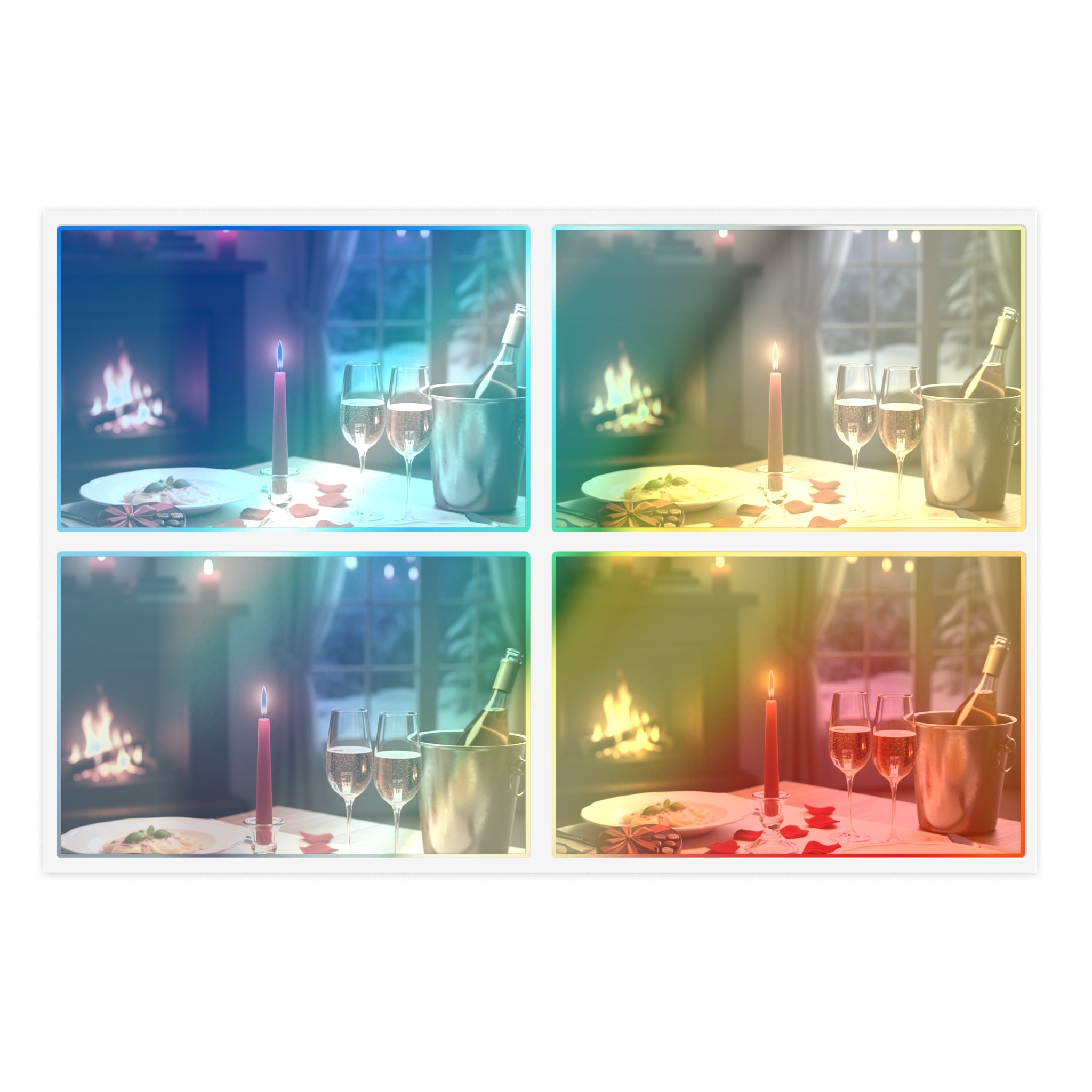 Cozy Night Sticker Sheet Set — 5pc Hygge Window & Fireplace Stickers