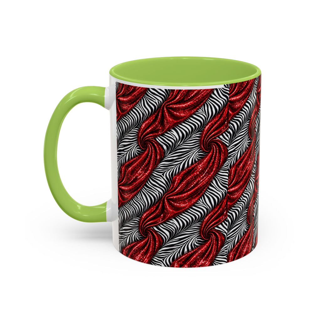 Red & Black Abstract Wave Accent Coffee Mug — Bold Patterned 11/15oz Ceramic