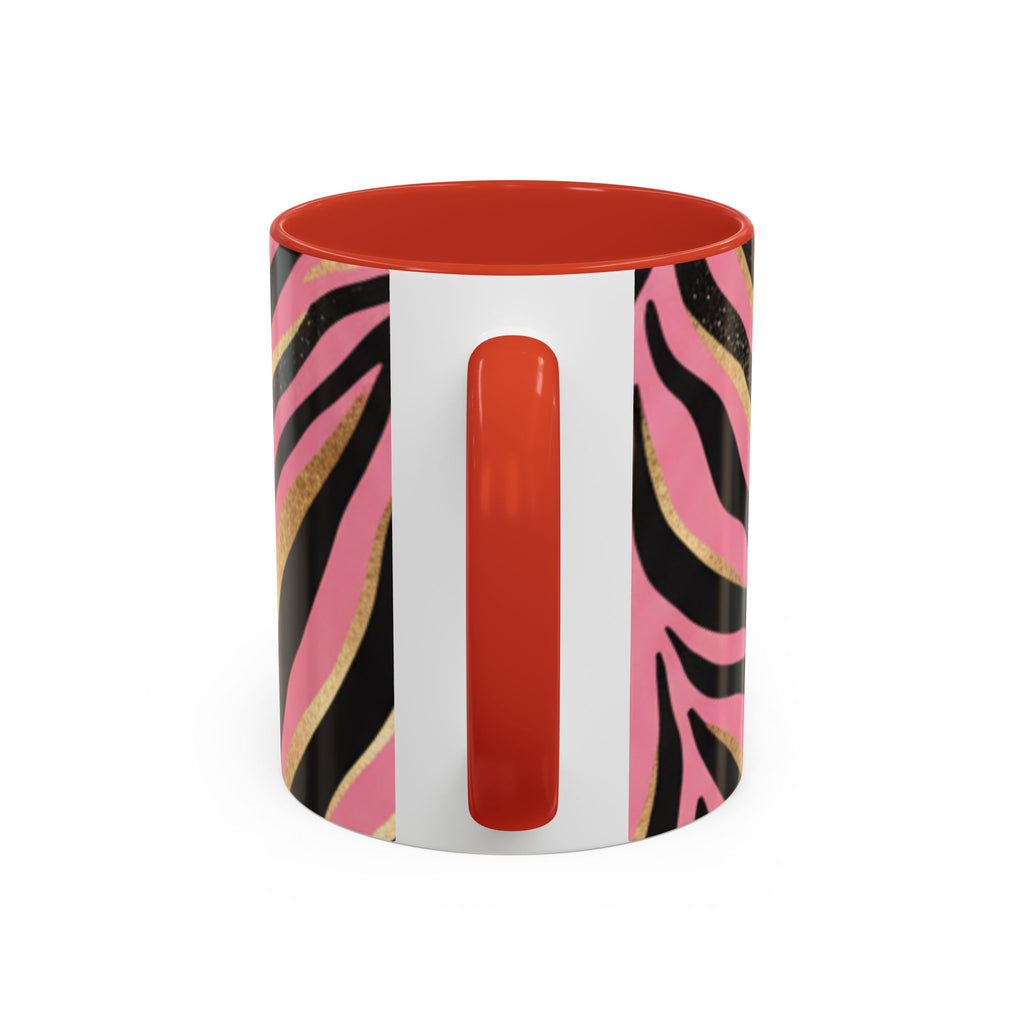 Pink & Gold Zebra Accent Coffee Mug — Stylish Animal Print Ceramic Mug (11/15oz)
