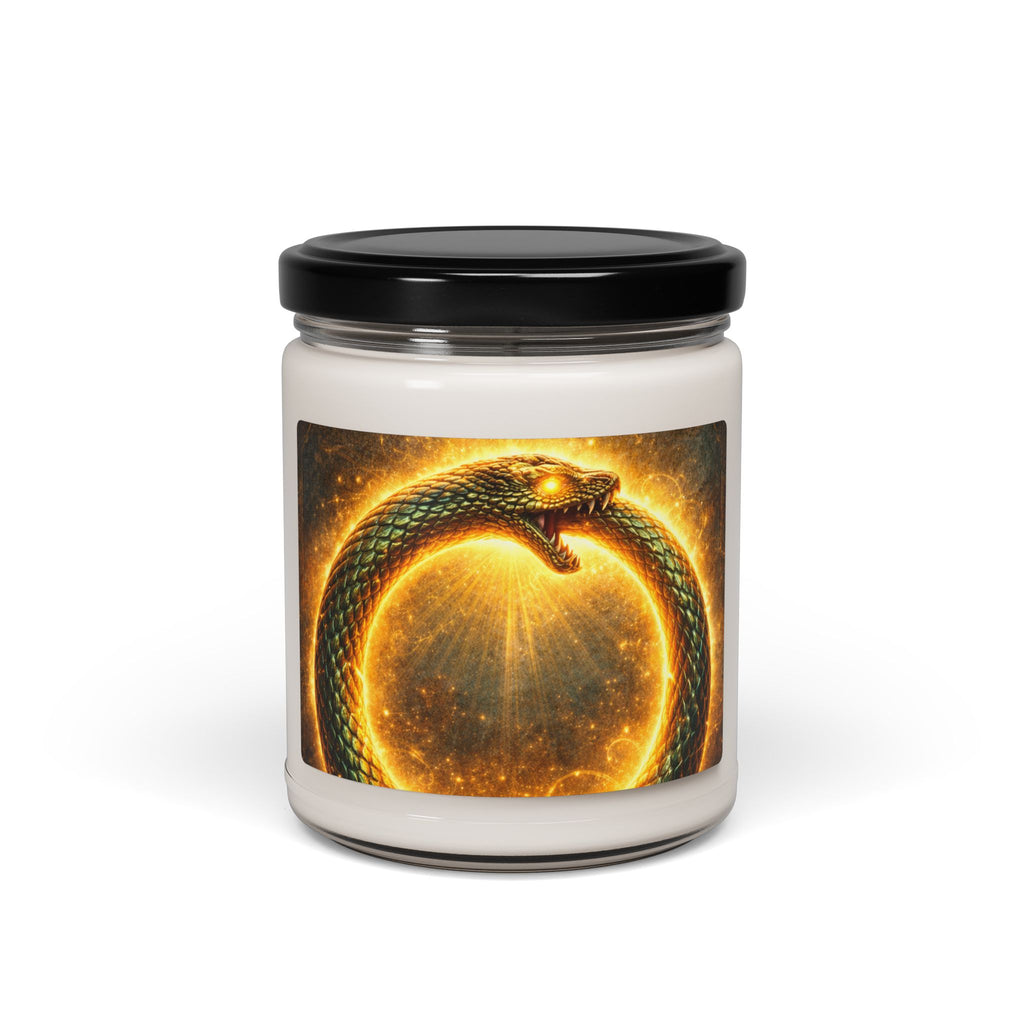 Ouroboros Soy Candle — 9oz Scented Jar Candle with Golden Serpent Design
