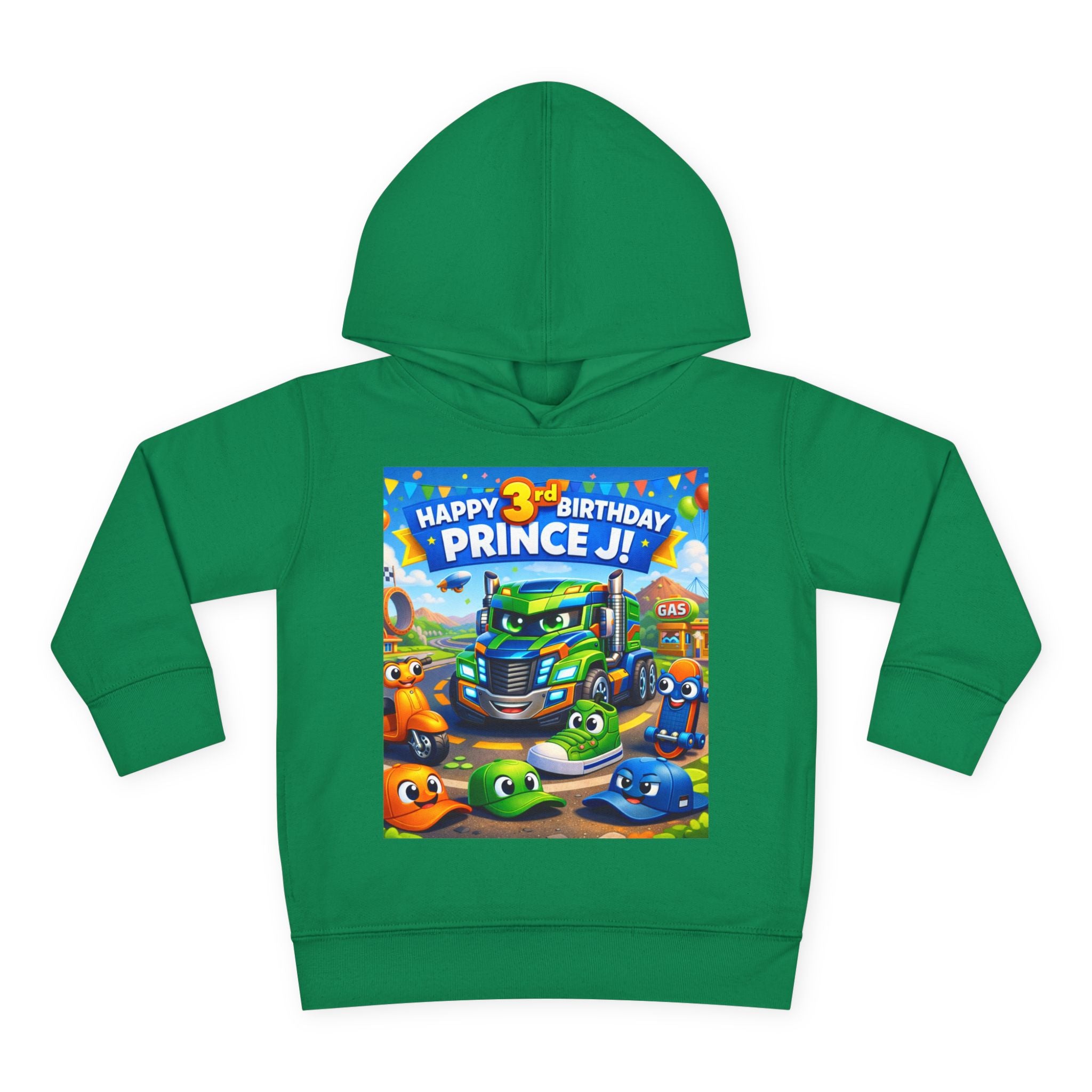 Toddler Hoodie — Colorful Birthday Truck & Candy Party Kids Pullover
