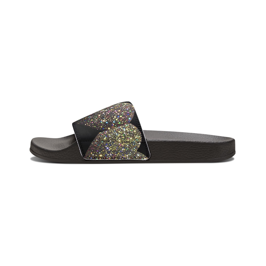 Glitter Heart Slide Sandals — Women's Removable‑Strap Summer Slides