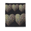 Sparkling Gold Heart Plush Blanket — Velveteen Cozy Throw for Bedroom, Gift, Valentine’s Day