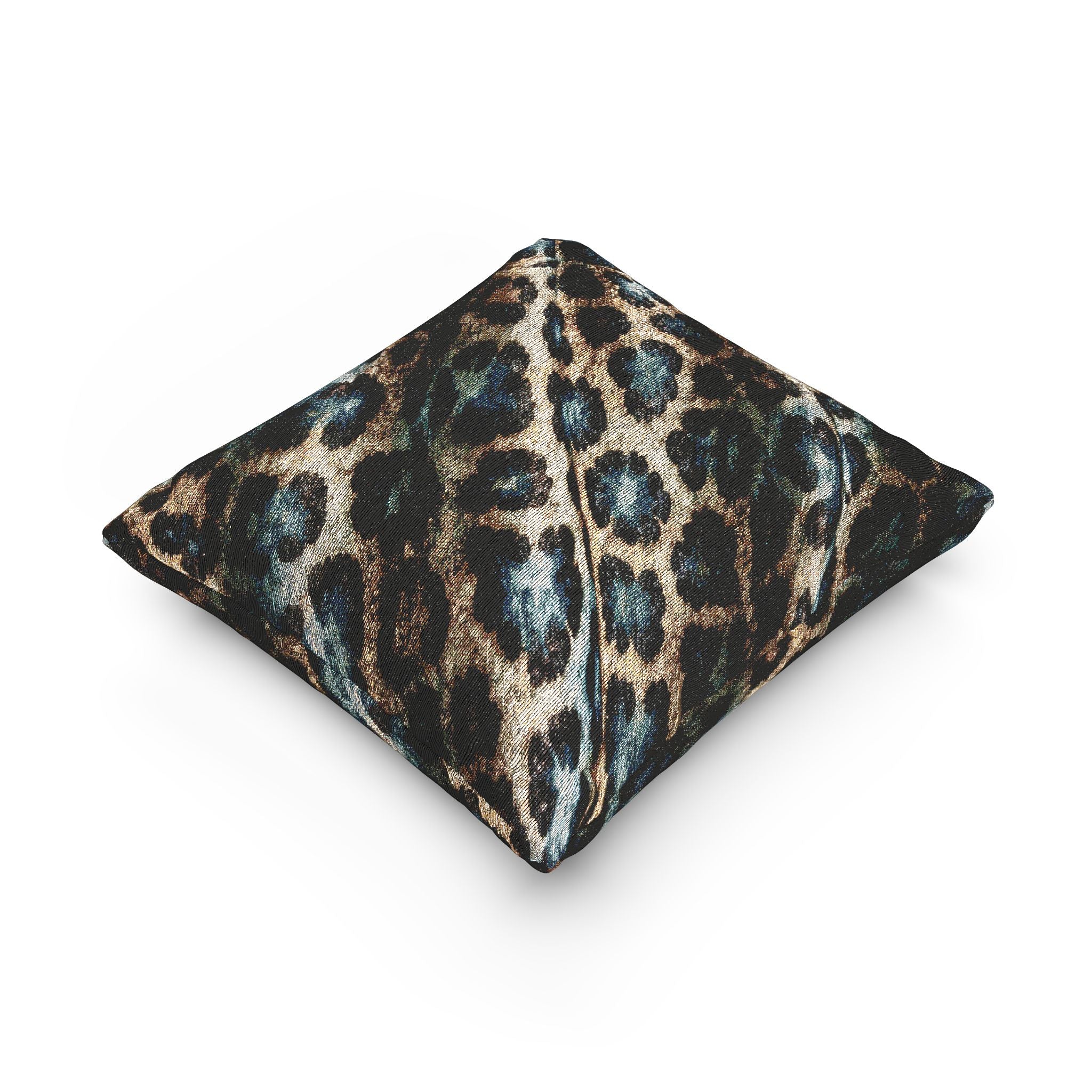 Leopard Print Woven Pillow — Textured Animal Print Decorative Cushion