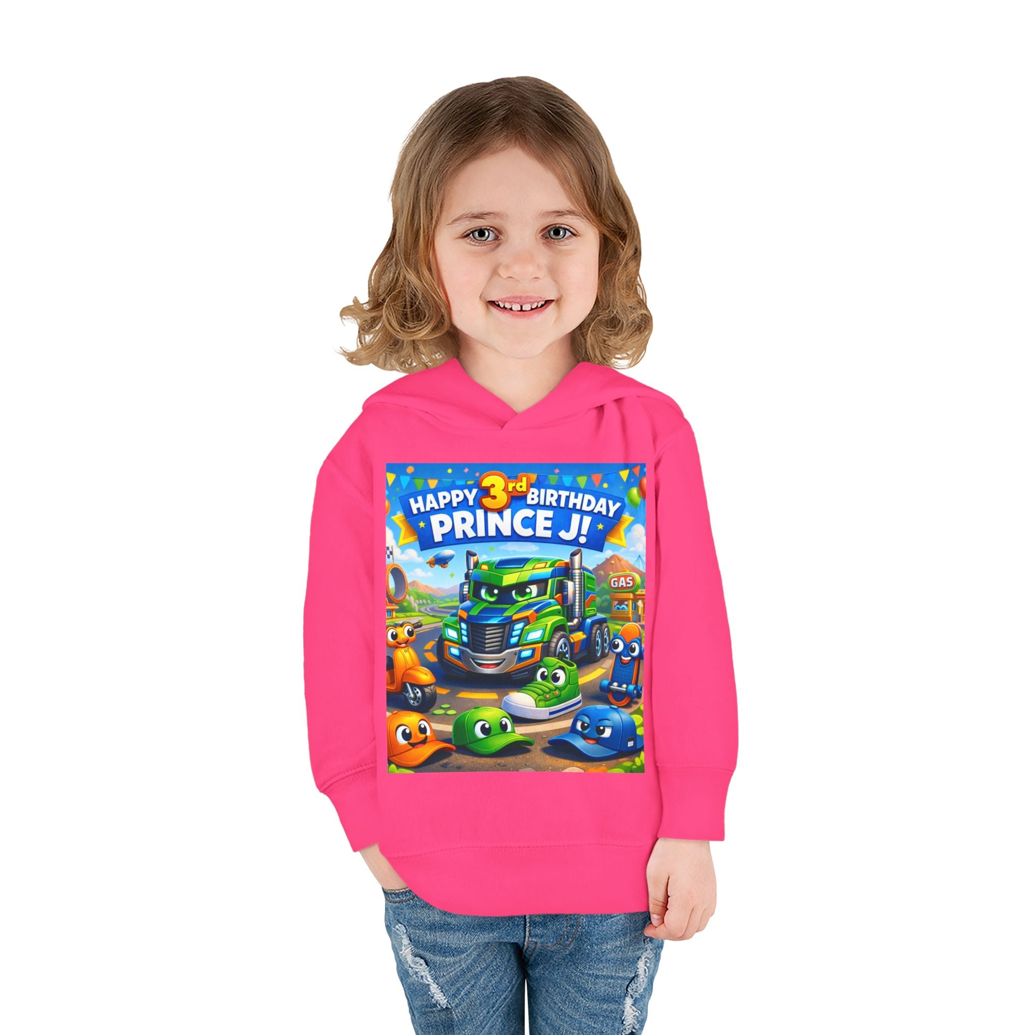 Toddler Hoodie — Colorful Birthday Truck & Candy Party Kids Pullover