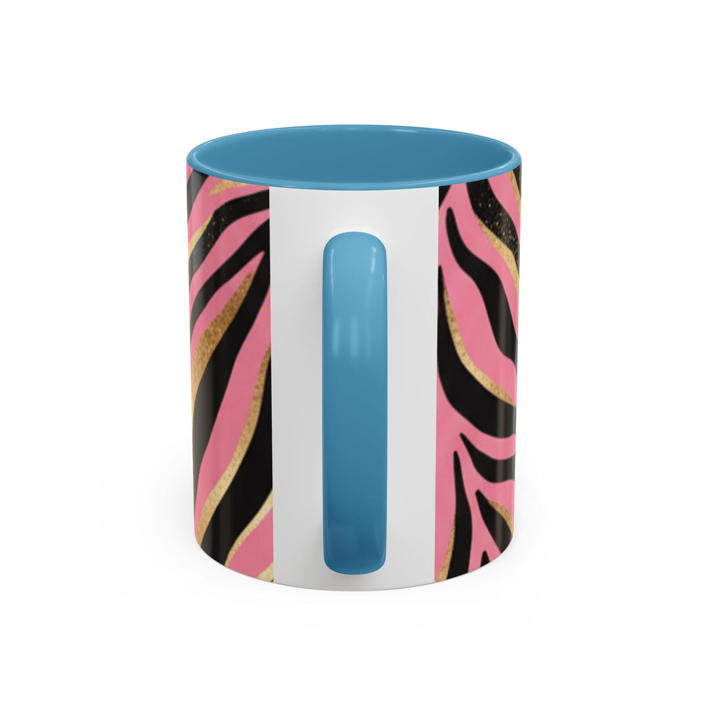 Pink & Gold Zebra Accent Coffee Mug — Stylish Animal Print Ceramic Mug (11/15oz)