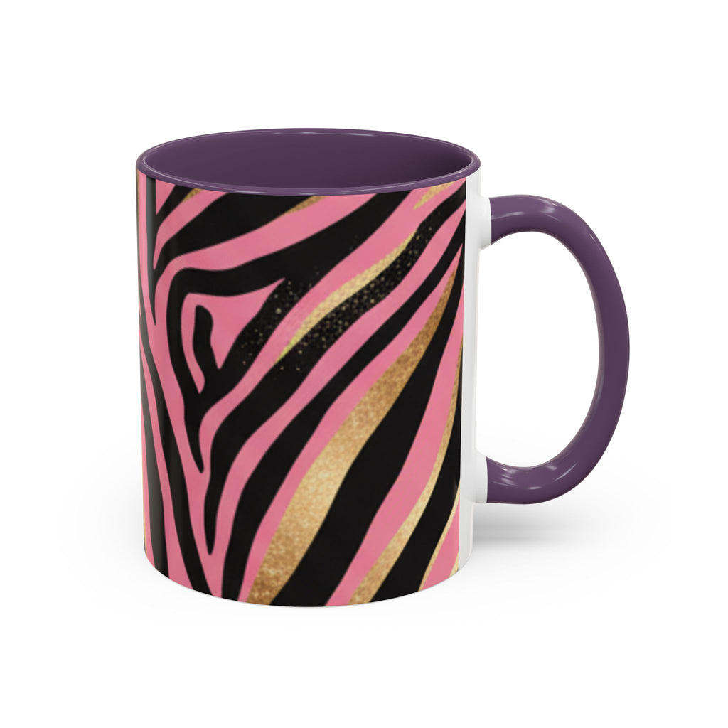 Pink & Gold Zebra Accent Coffee Mug — Stylish Animal Print Ceramic Mug (11/15oz)