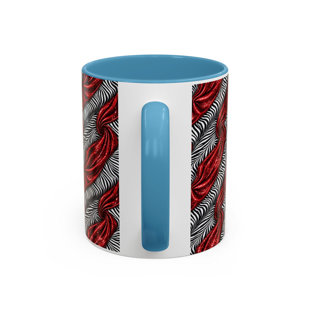 Red & Black Abstract Wave Accent Coffee Mug — Bold Patterned 11/15oz Ceramic