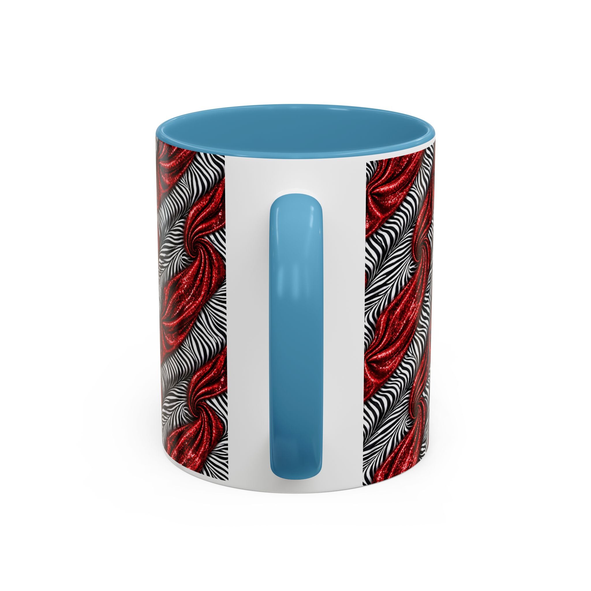 Red & Black Abstract Wave Accent Coffee Mug — Bold Patterned 11/15oz Ceramic