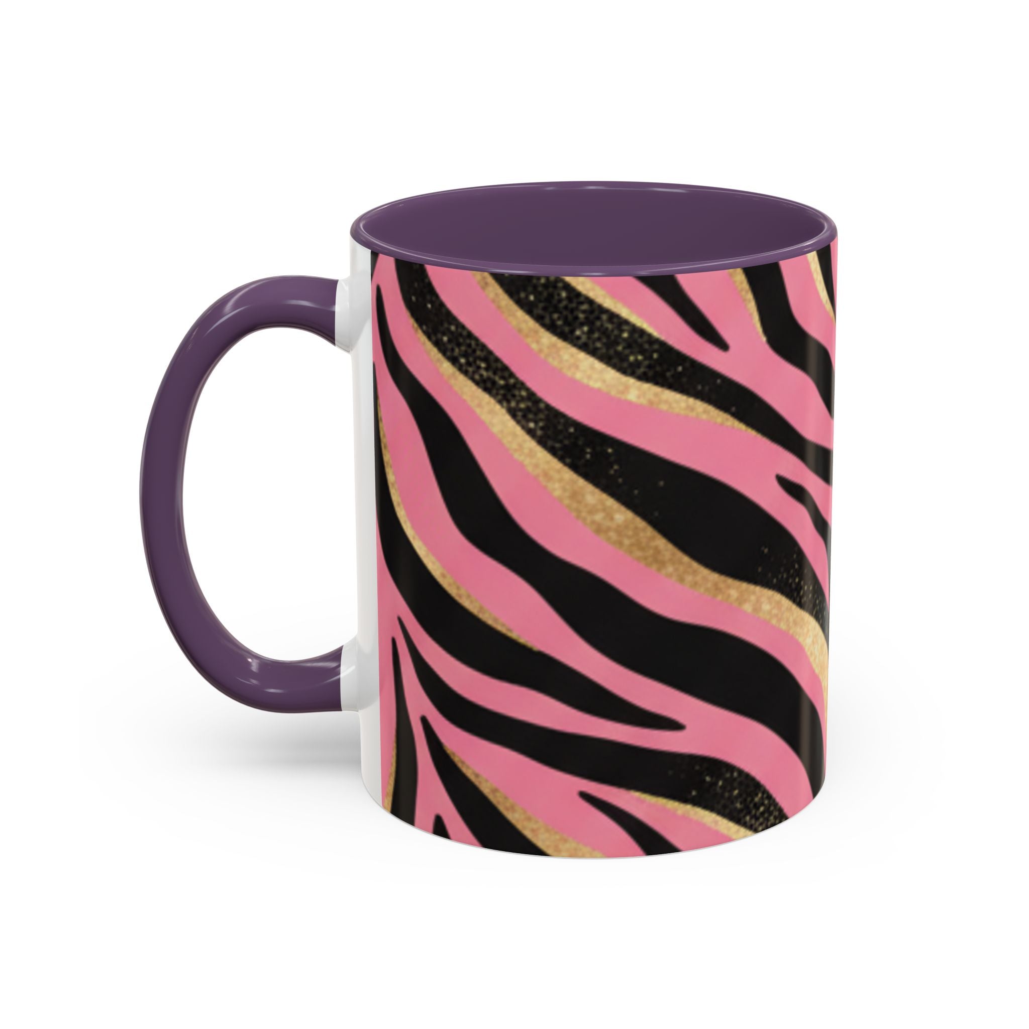 Pink & Gold Zebra Accent Coffee Mug — Stylish Animal Print Ceramic Mug (11/15oz)
