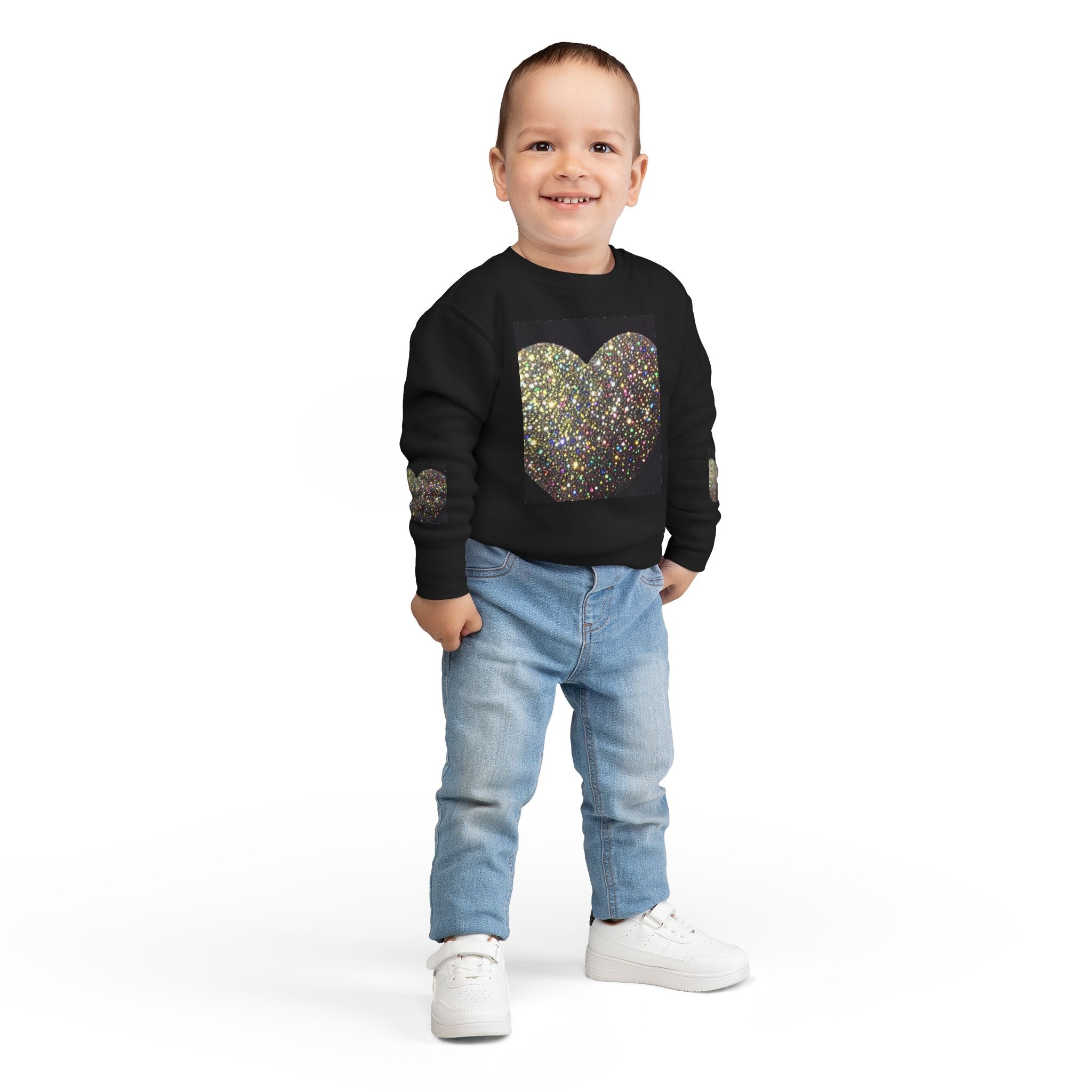 Glitter Heart Toddler Sweatshirt — Sparkly Sequin Heart Pullover for Kids