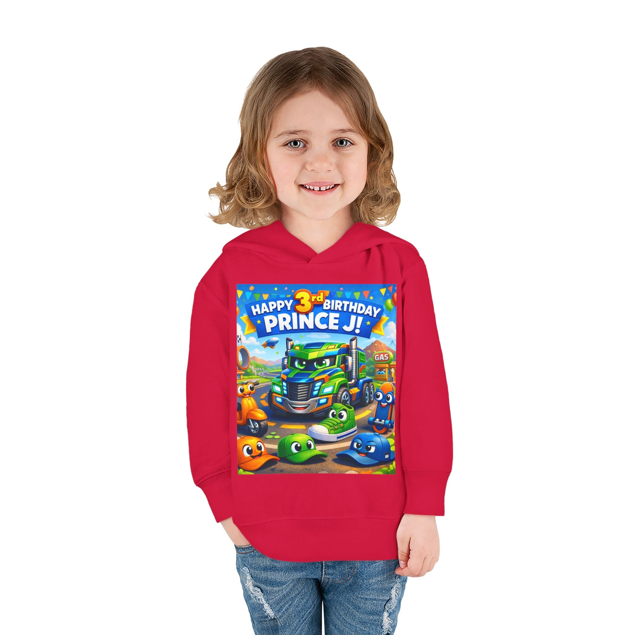 Toddler Hoodie — Colorful Birthday Truck & Candy Party Kids Pullover