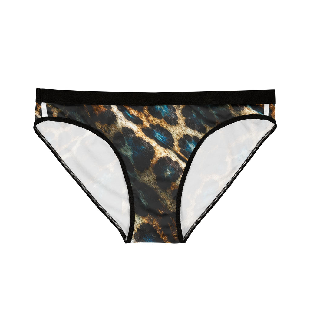 Leopard Print Bikini Briefs — Blue Accent Animal Print Women's Underwear