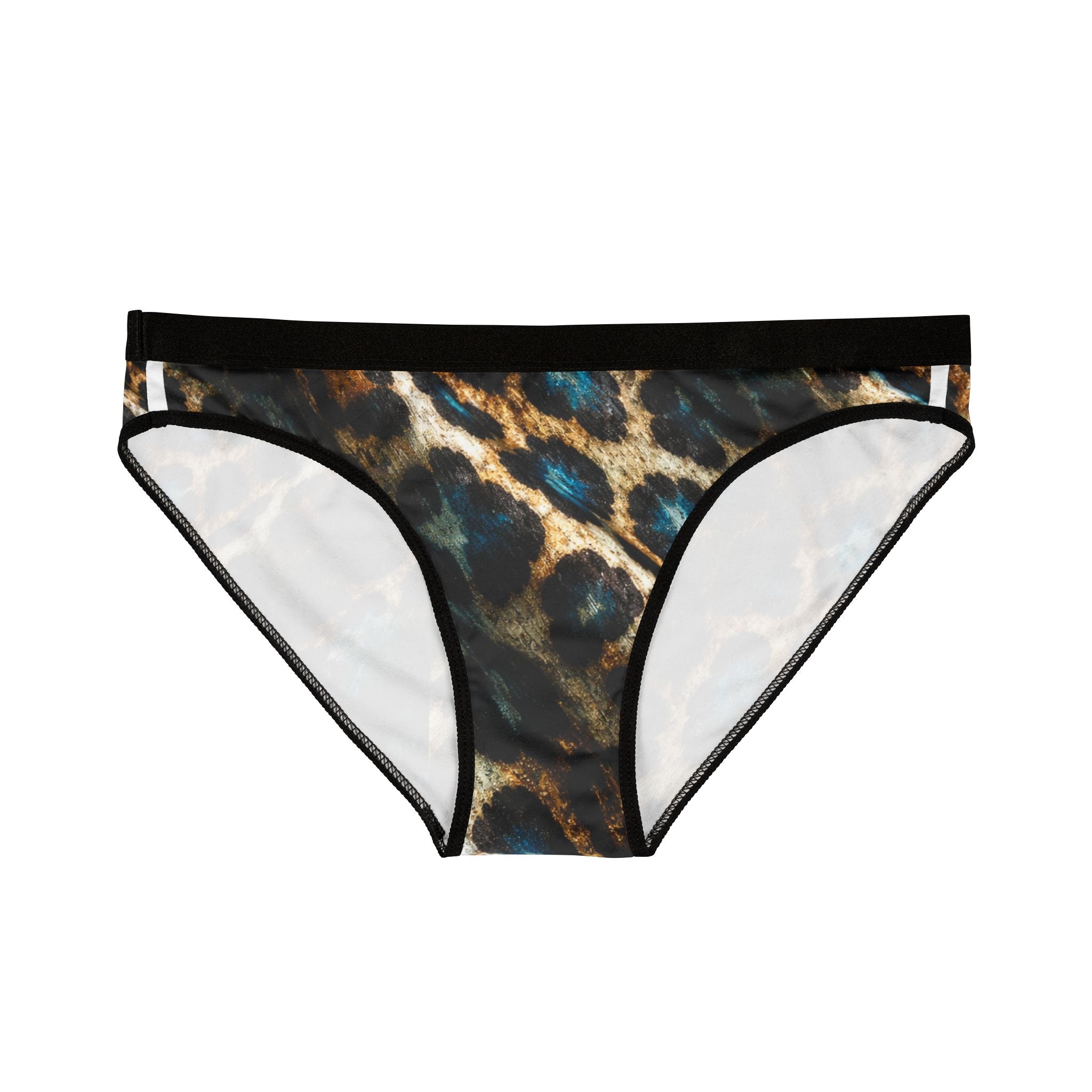 Leopard Print Bikini Briefs — Blue Accent Animal Print Women's Underwear
