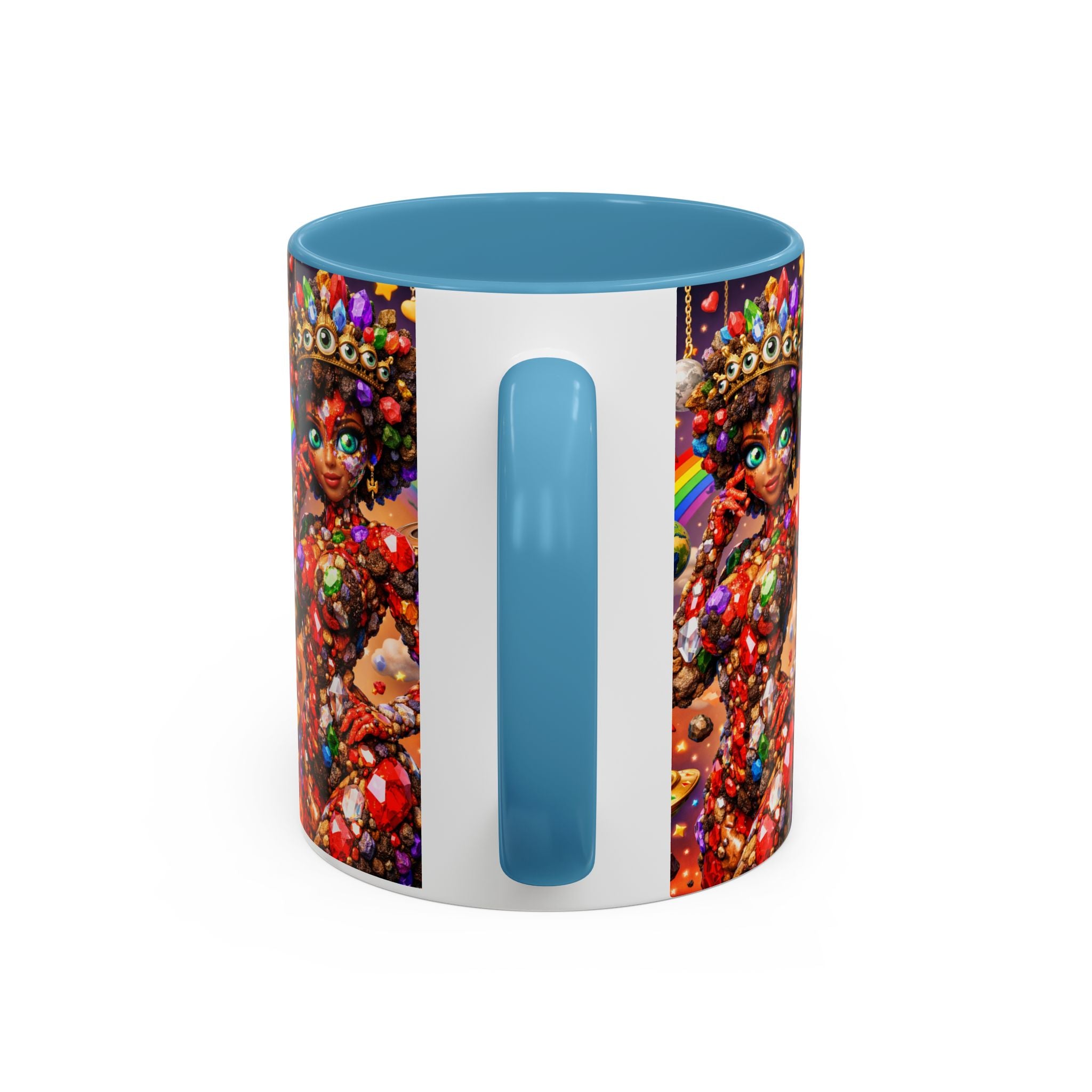 Celestial Candy Goddess Accent Coffee Mug — Colorful Cosmic Fantasy 11/15oz