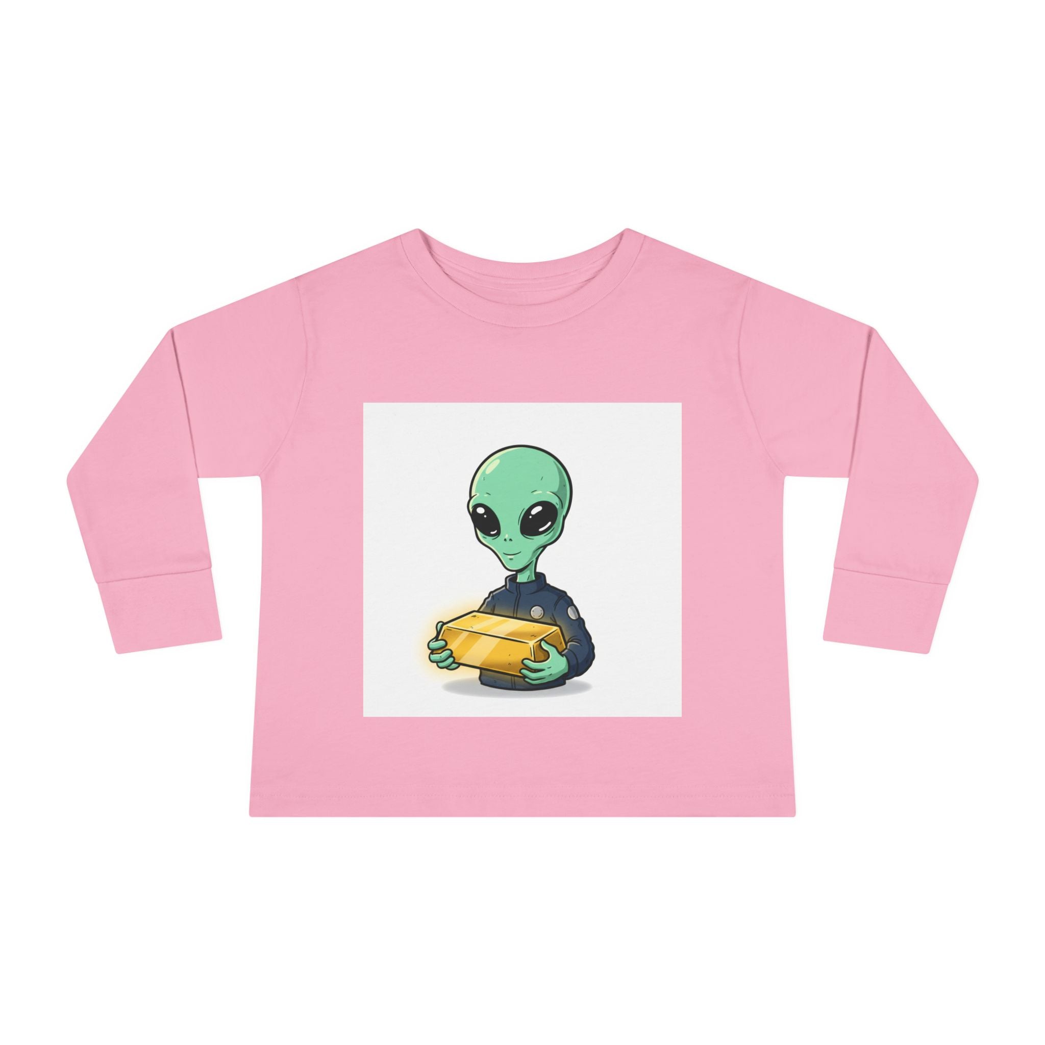 Alien Holding Gold Bar Toddler Long Sleeve Tee