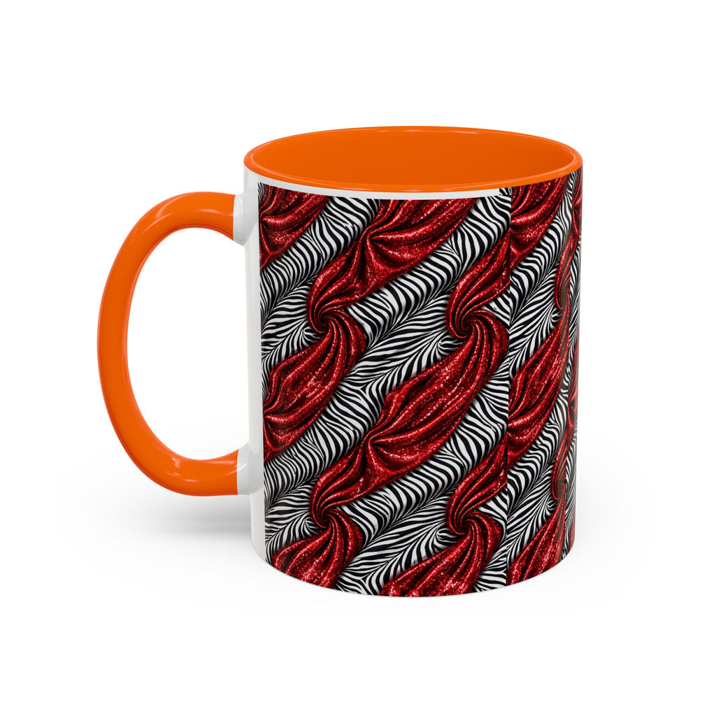 Red & Black Abstract Wave Accent Coffee Mug — Bold Patterned 11/15oz Ceramic