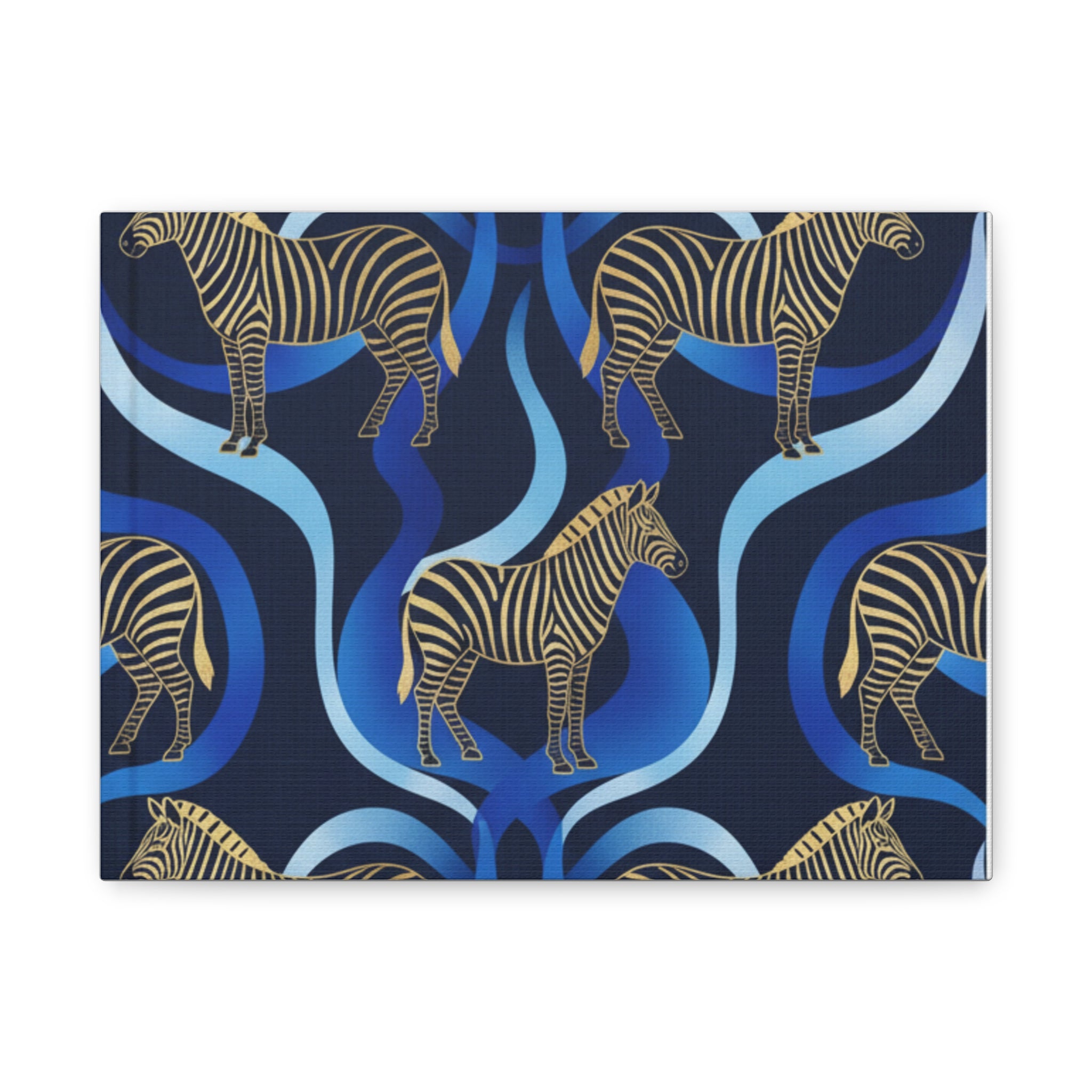Blue Abstract Zebra Matte Canvas Wall Art