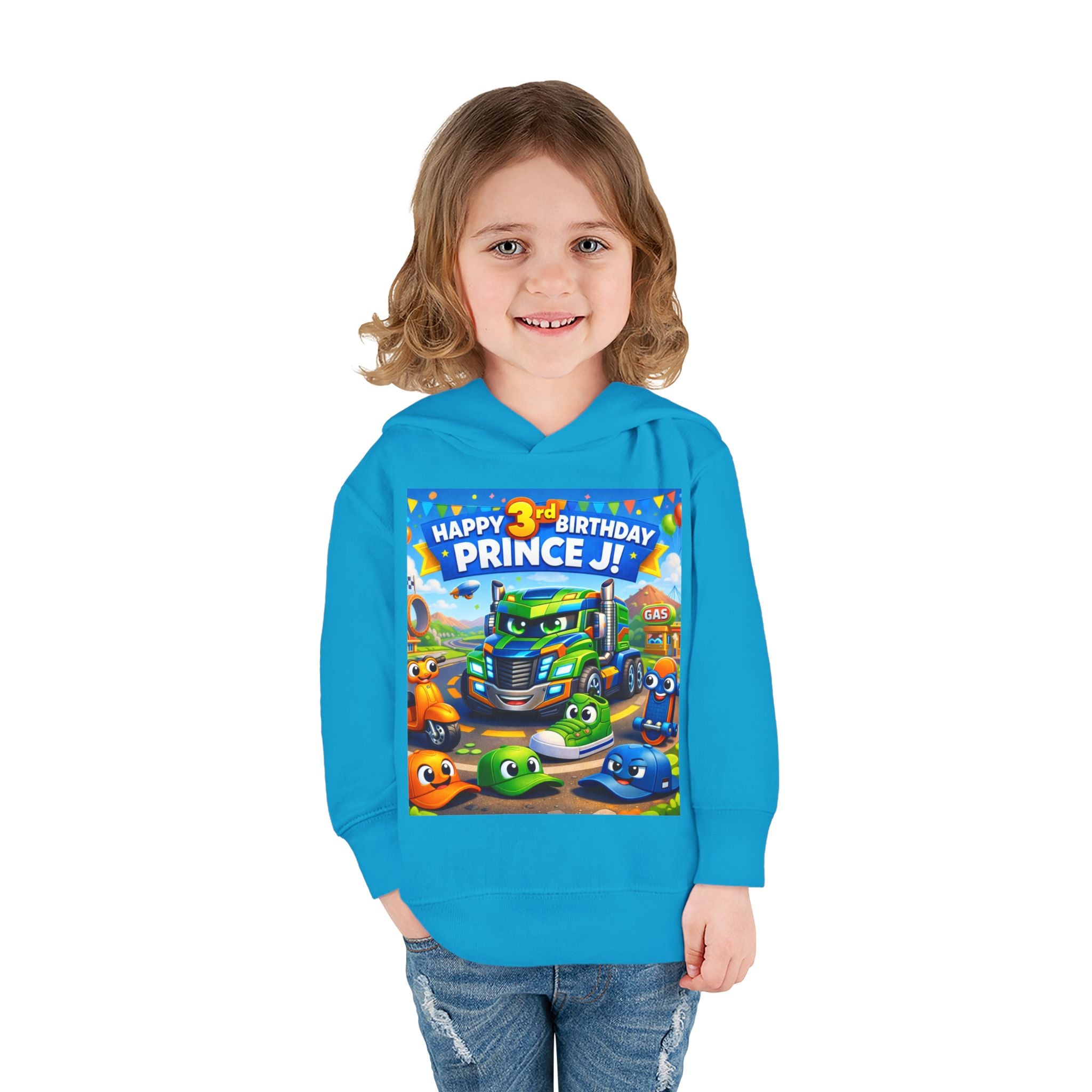 Toddler Hoodie — Colorful Birthday Truck & Candy Party Kids Pullover