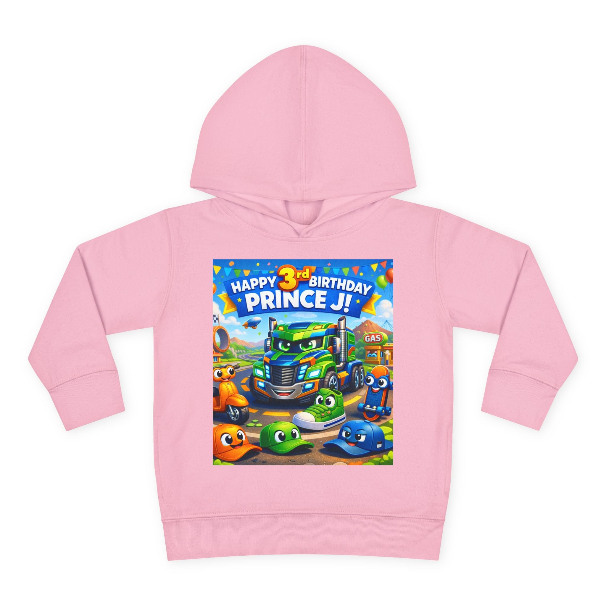 Toddler Hoodie — Colorful Birthday Truck & Candy Party Kids Pullover